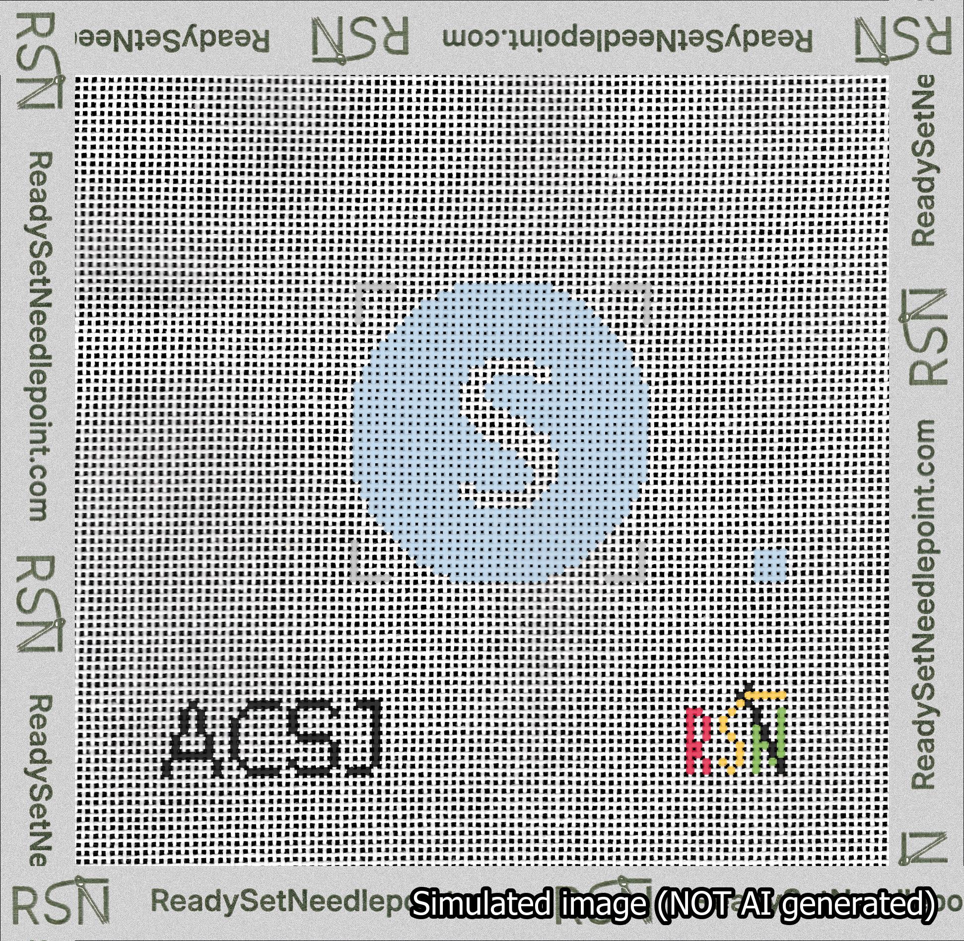 Circle Initial S Needlepoint Canvas Design