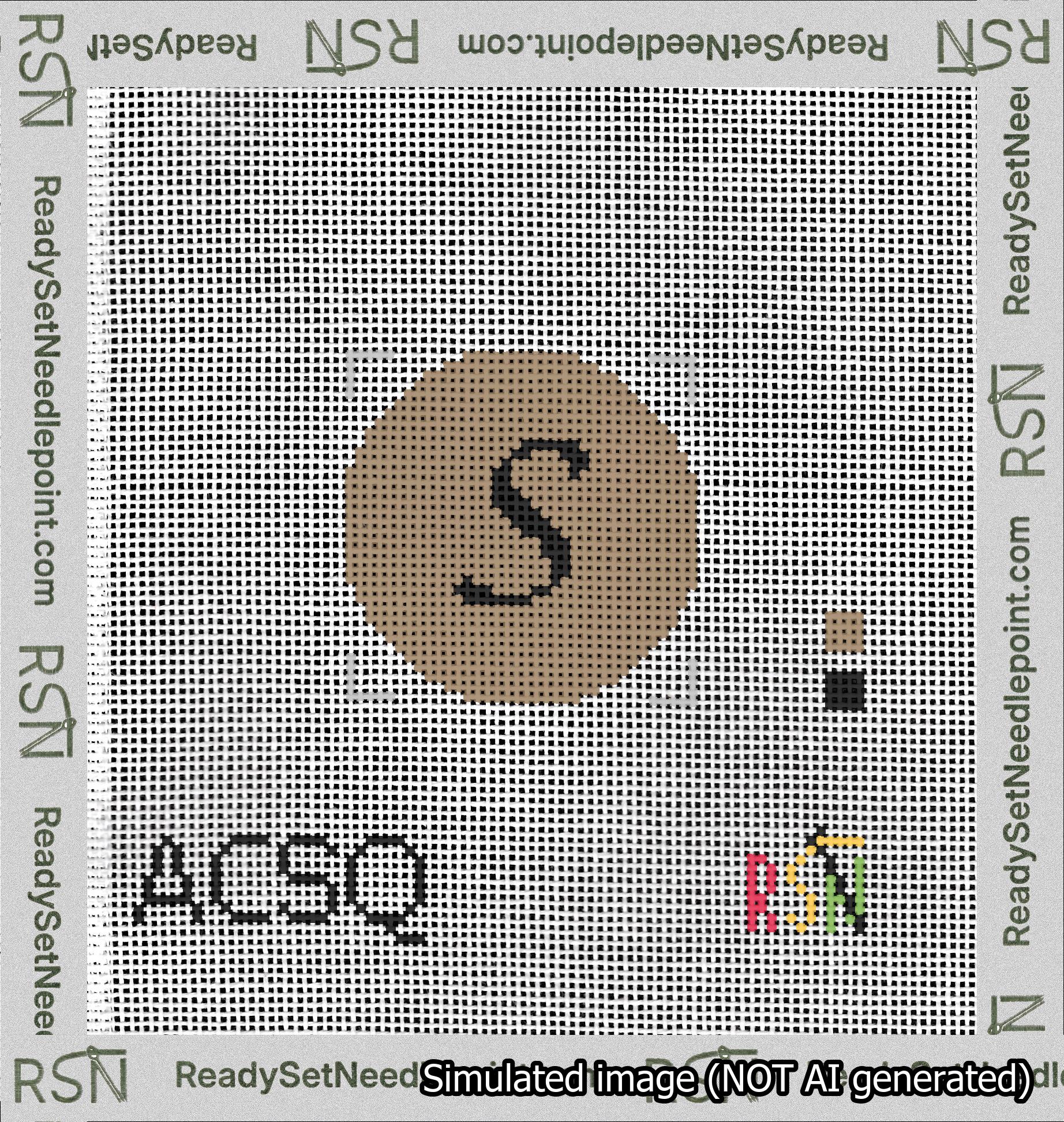 Circle Initial S Needlepoint Canvas Design