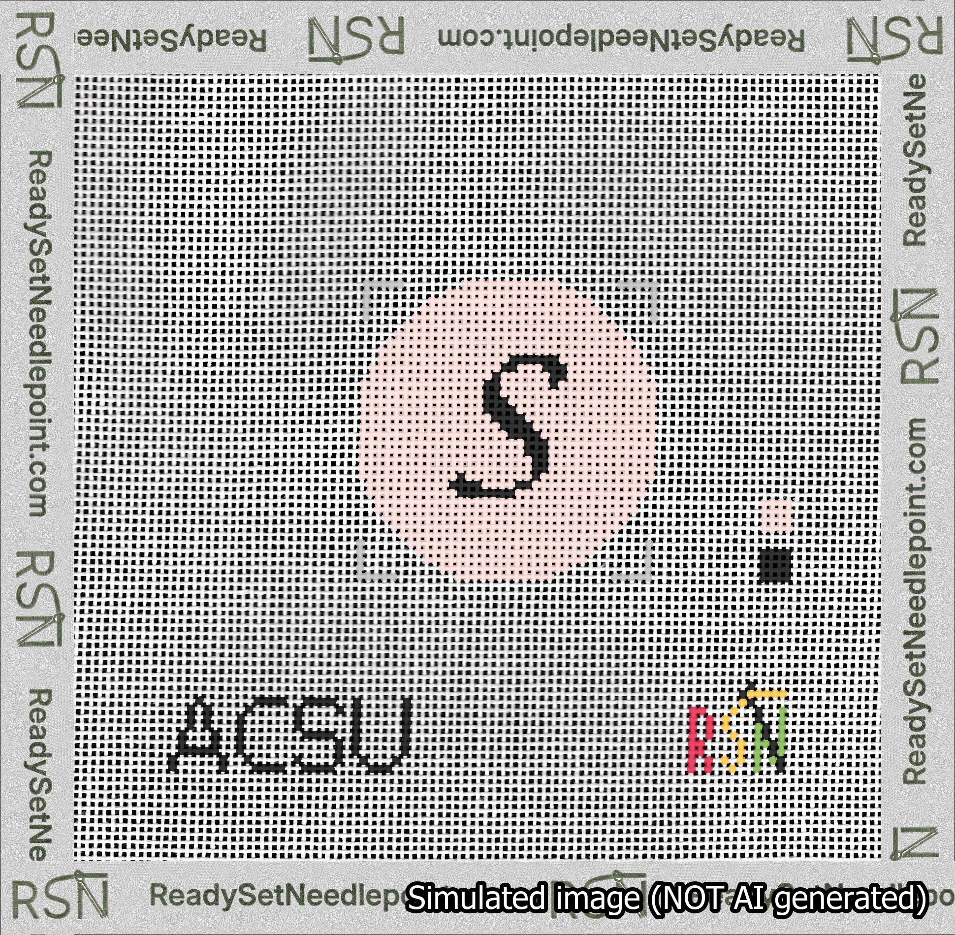 Circle Initial S Needlepoint Canvas Design