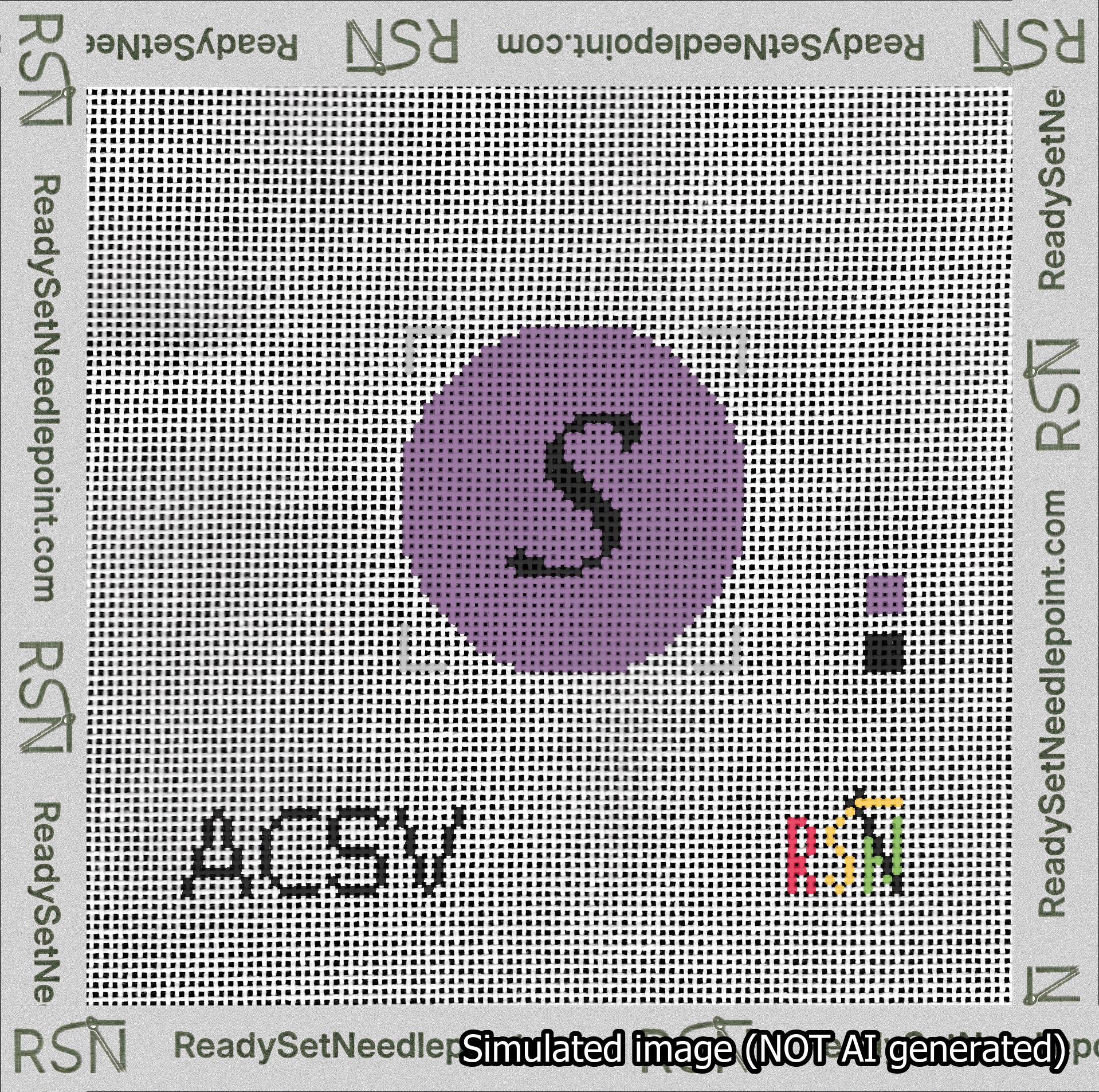 Circle Initial S Needlepoint Canvas Design