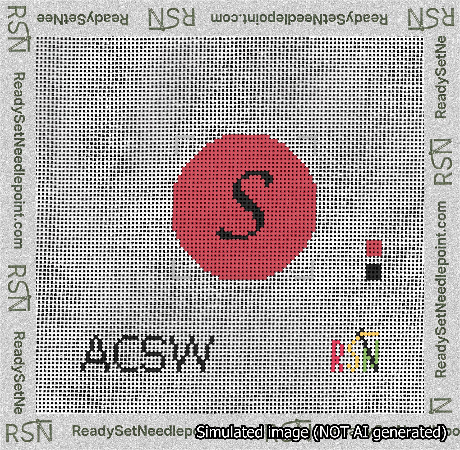 Circle Initial S Needlepoint Canvas Design
