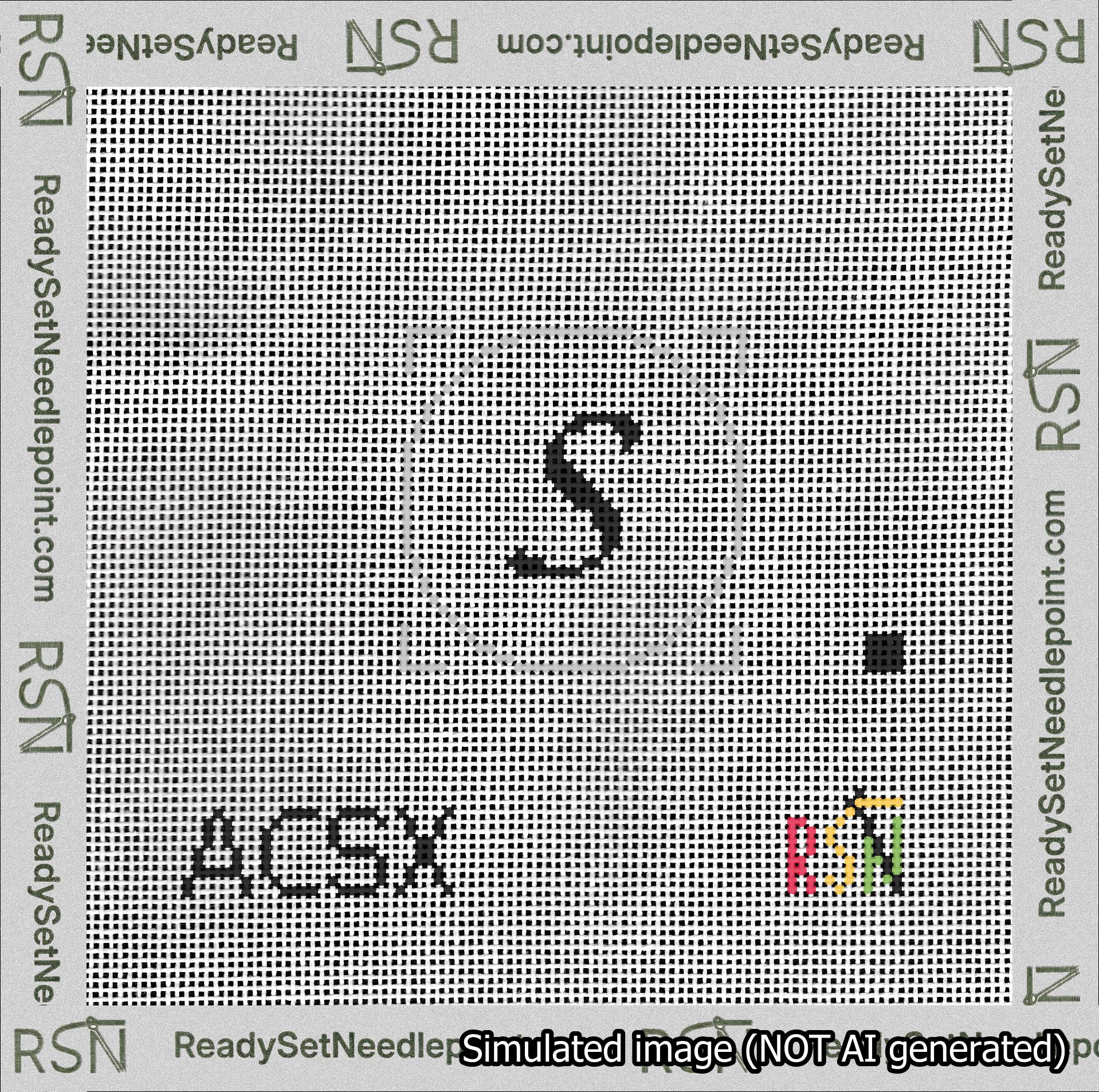 Circle Initial S Needlepoint Canvas Design