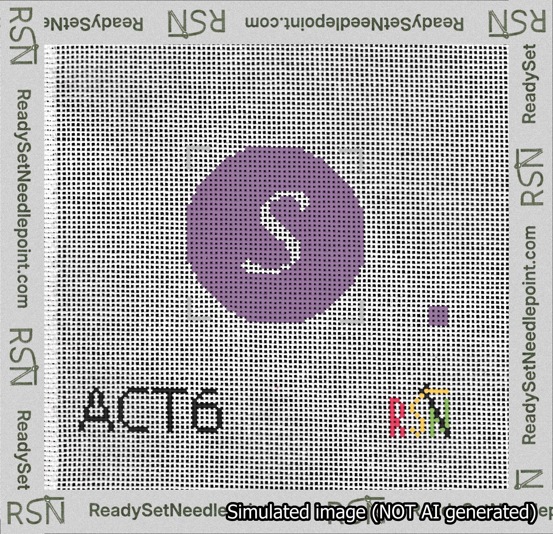 Circle Initial S Needlepoint Canvas Design