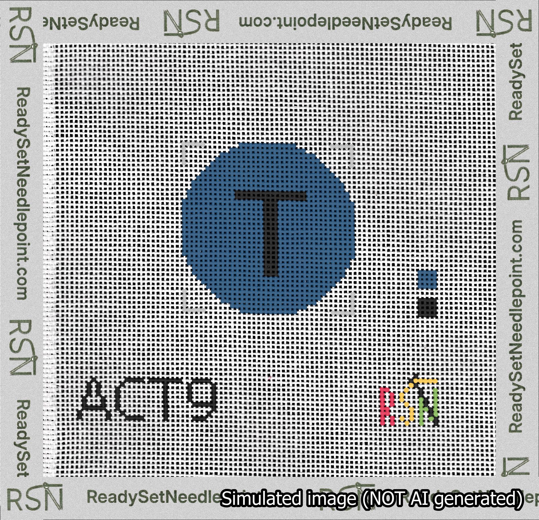 Circle Initial T Needlepoint Canvas Design