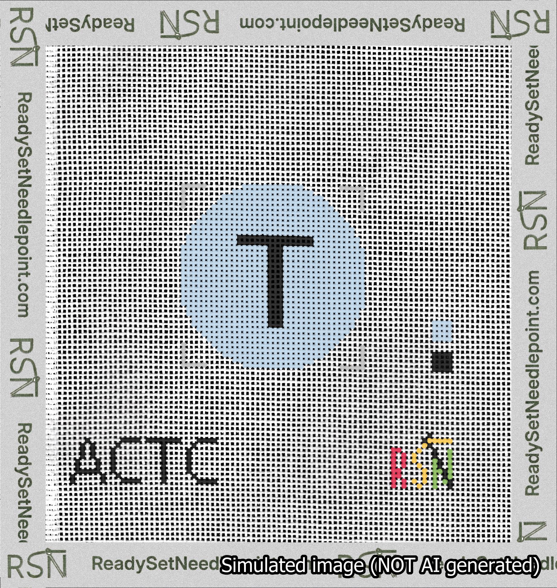 Circle Initial T Needlepoint Canvas Design