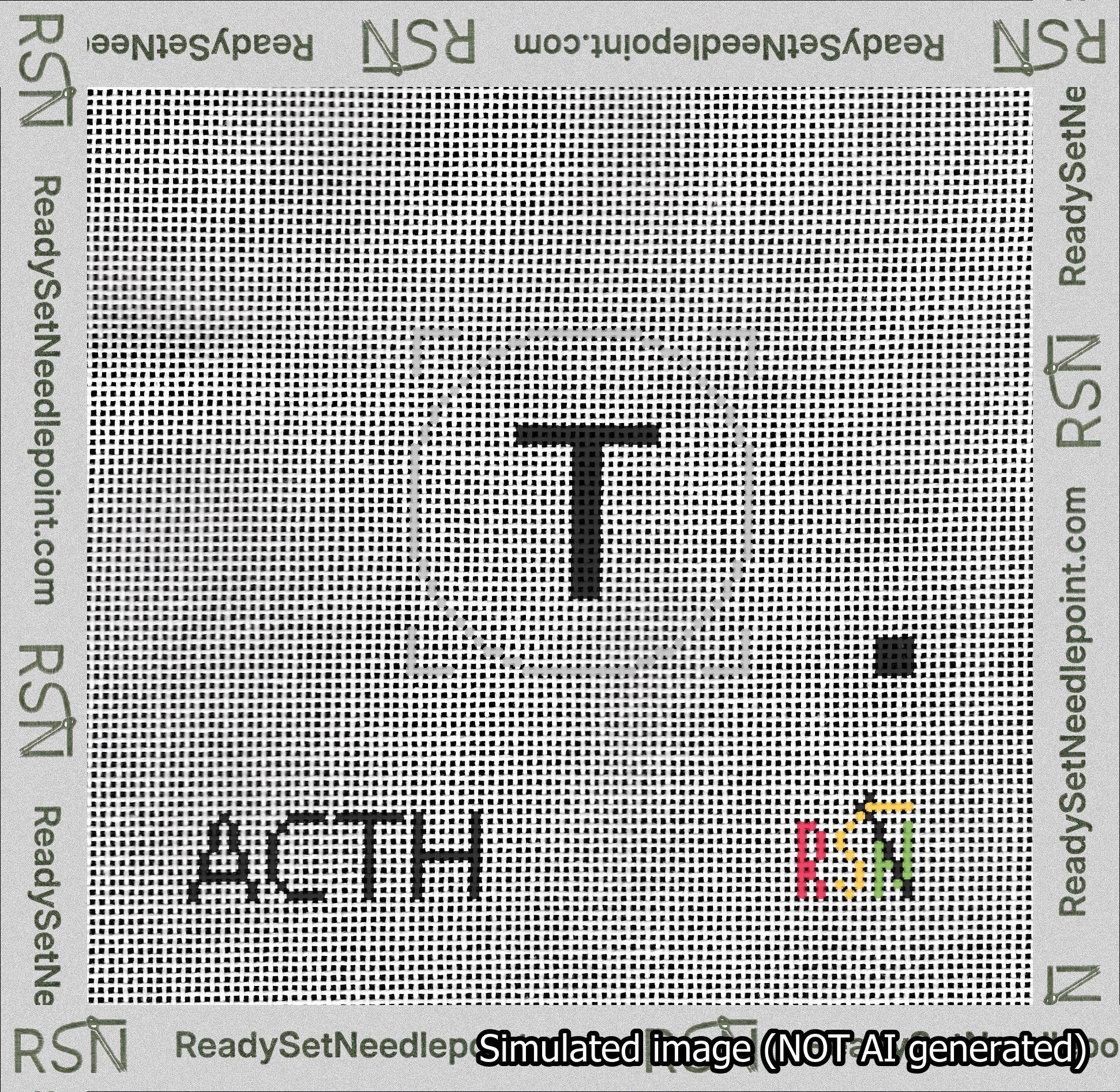 Circle Initial T Needlepoint Canvas Design