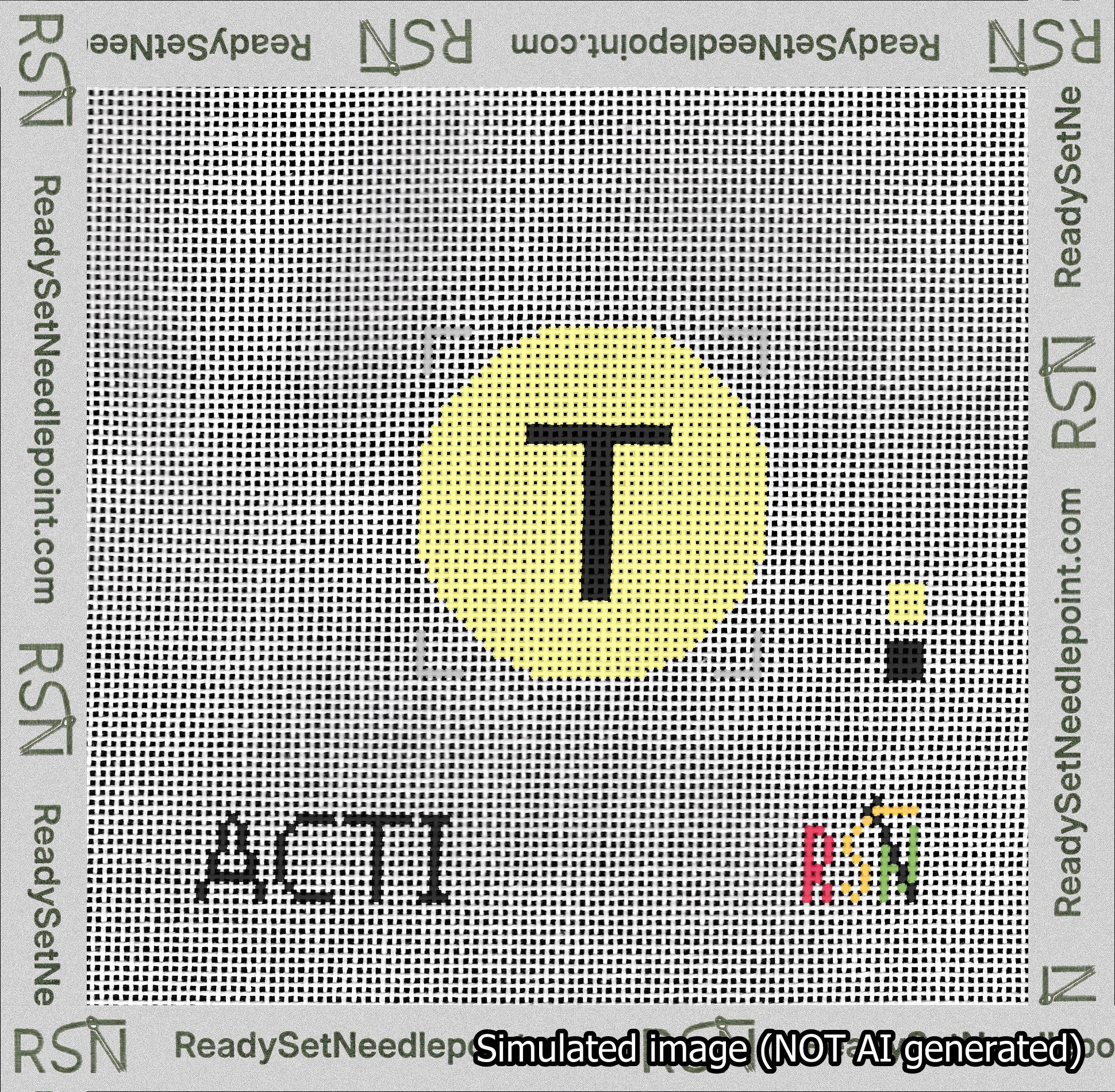 Circle Initial T Needlepoint Canvas Design