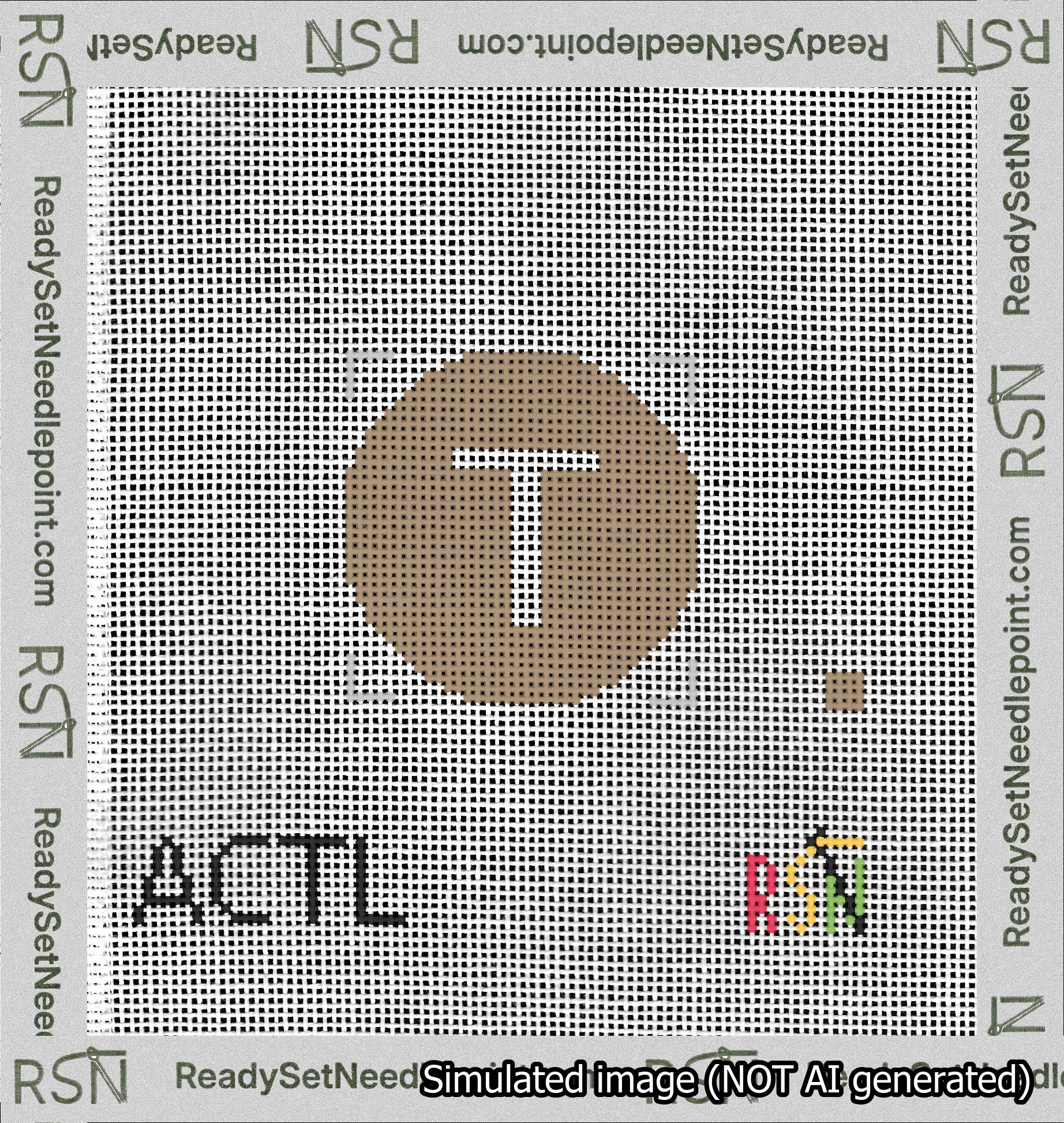 Circle Initial T Needlepoint Canvas Design
