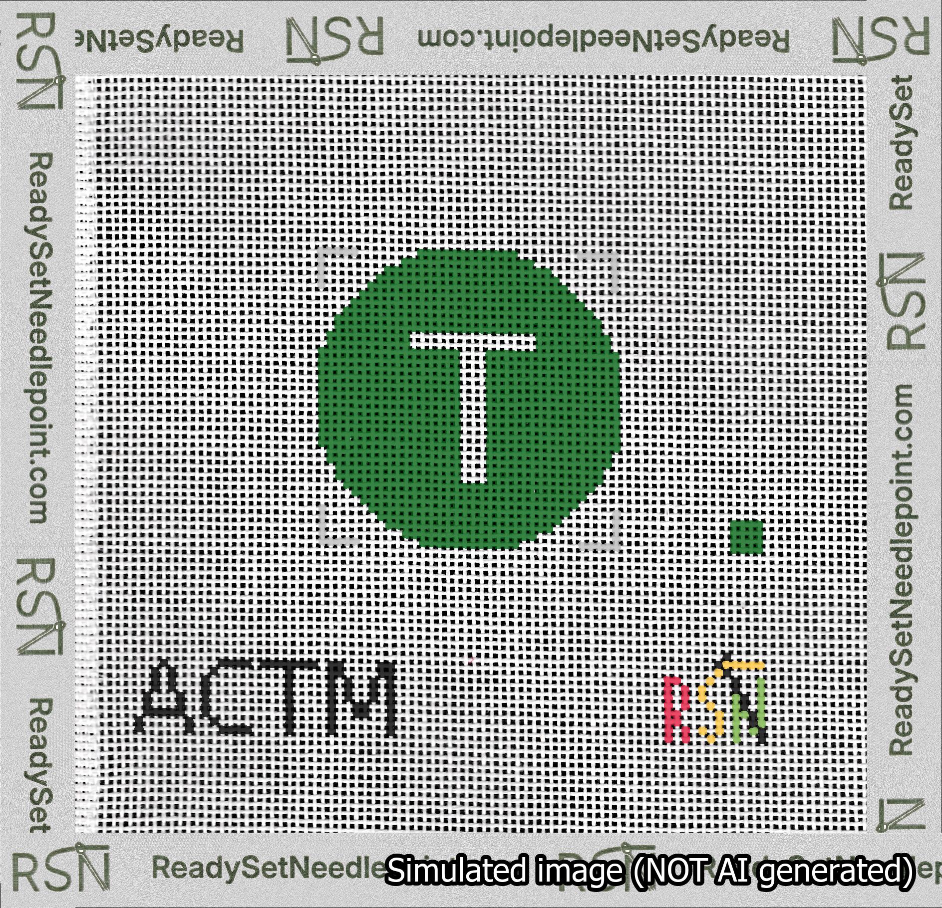 Circle Initial T Needlepoint Canvas Design