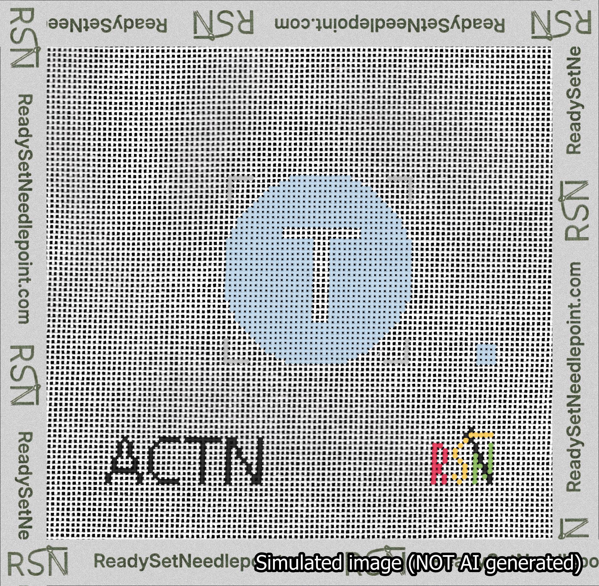 Circle Initial T Needlepoint Canvas Design