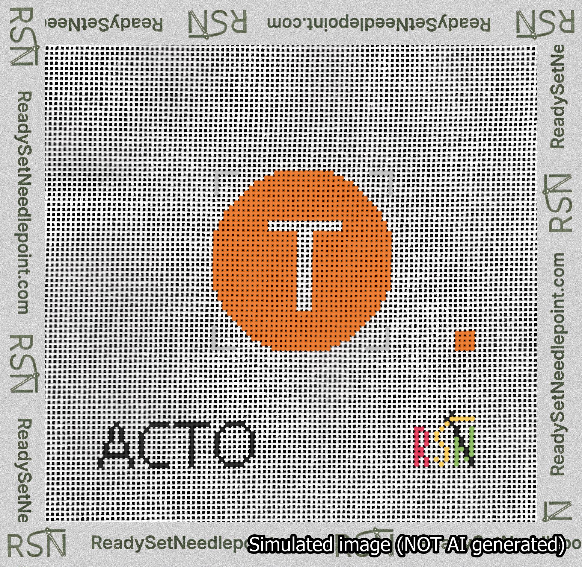 Circle Initial T Needlepoint Canvas Design