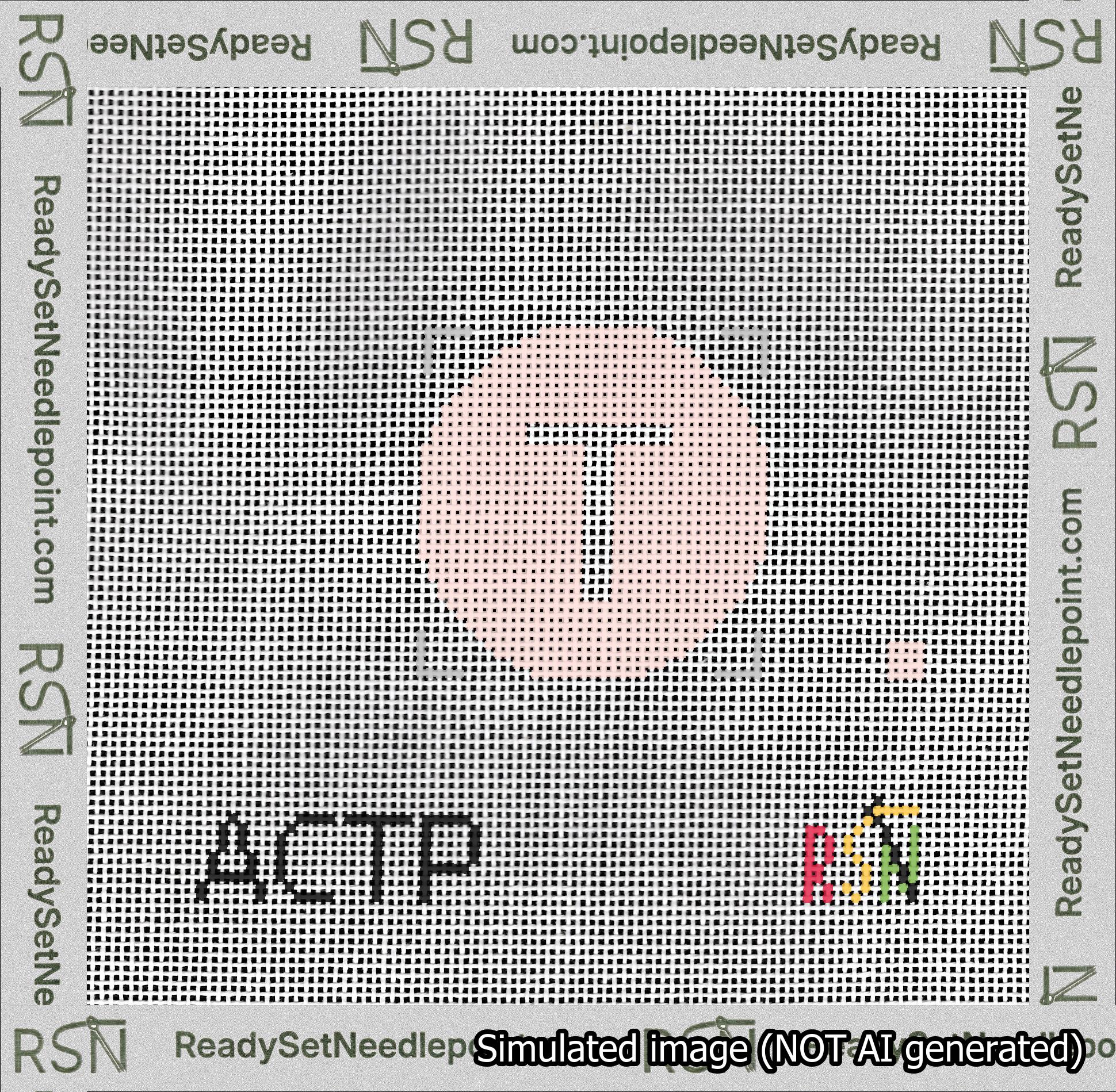 Circle Initial T Needlepoint Canvas Design