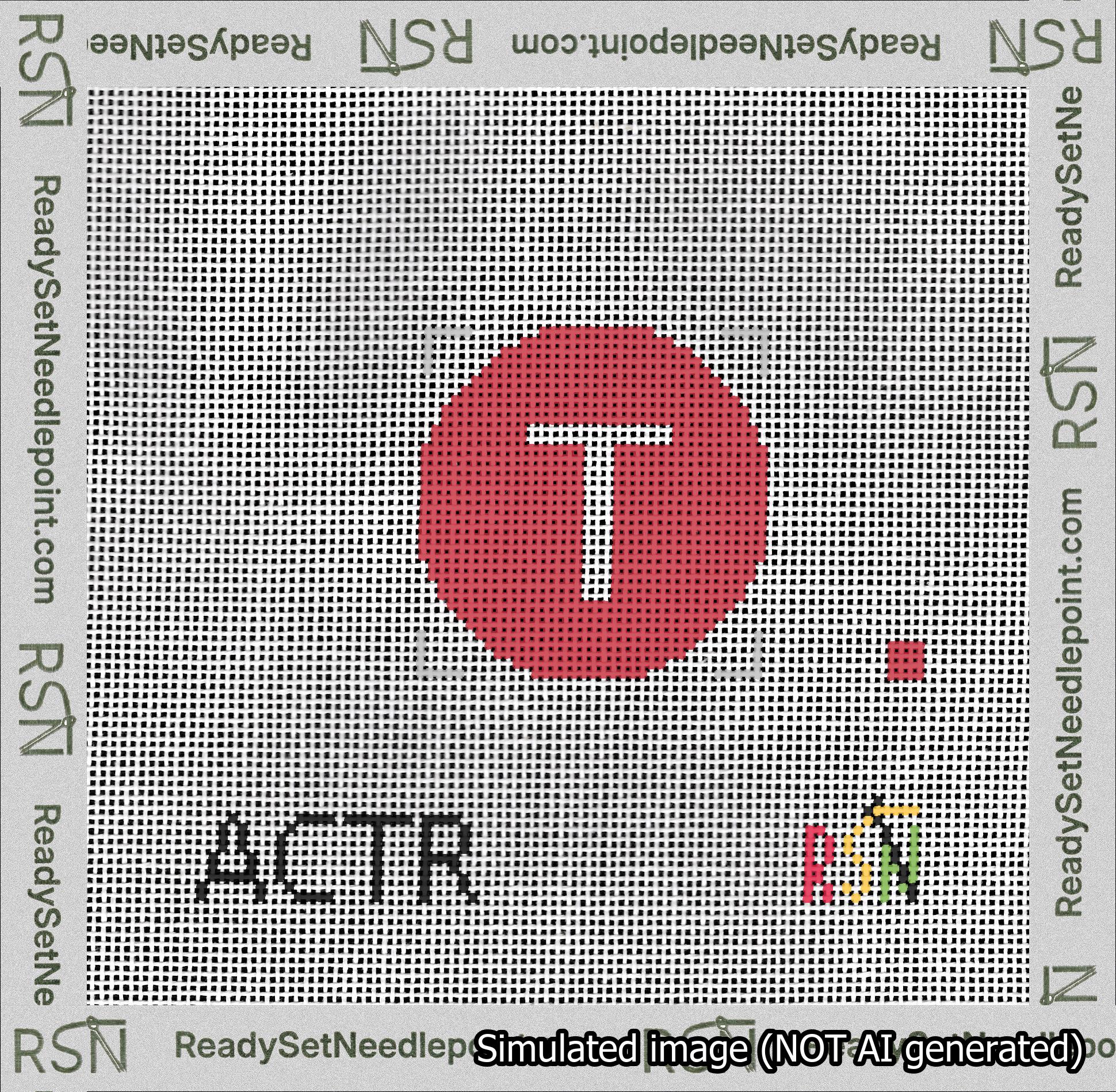 Circle Initial T Needlepoint Canvas Design