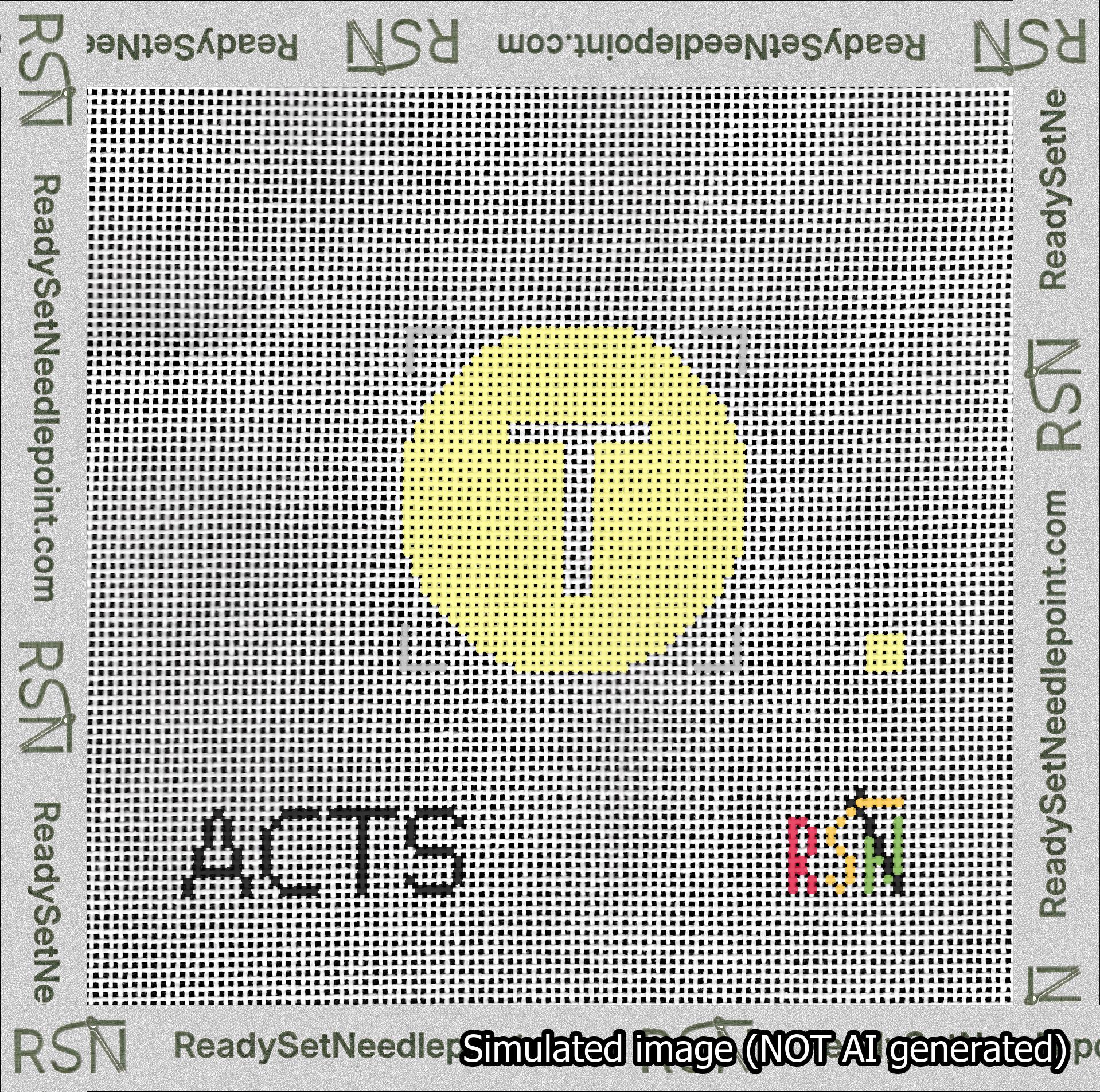 Circle Initial T Needlepoint Canvas Design