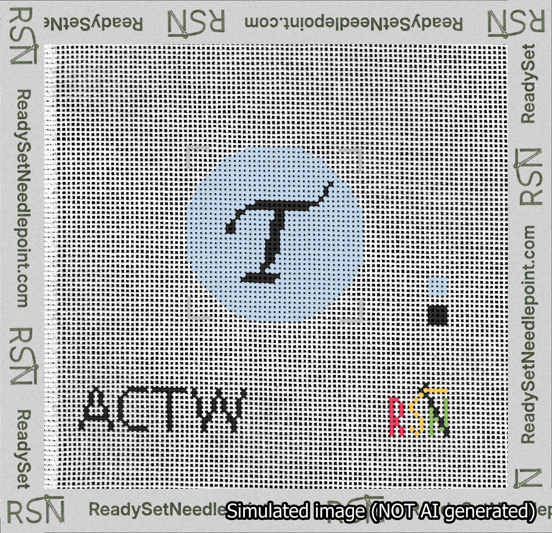 Circle Initial T Needlepoint Canvas Design