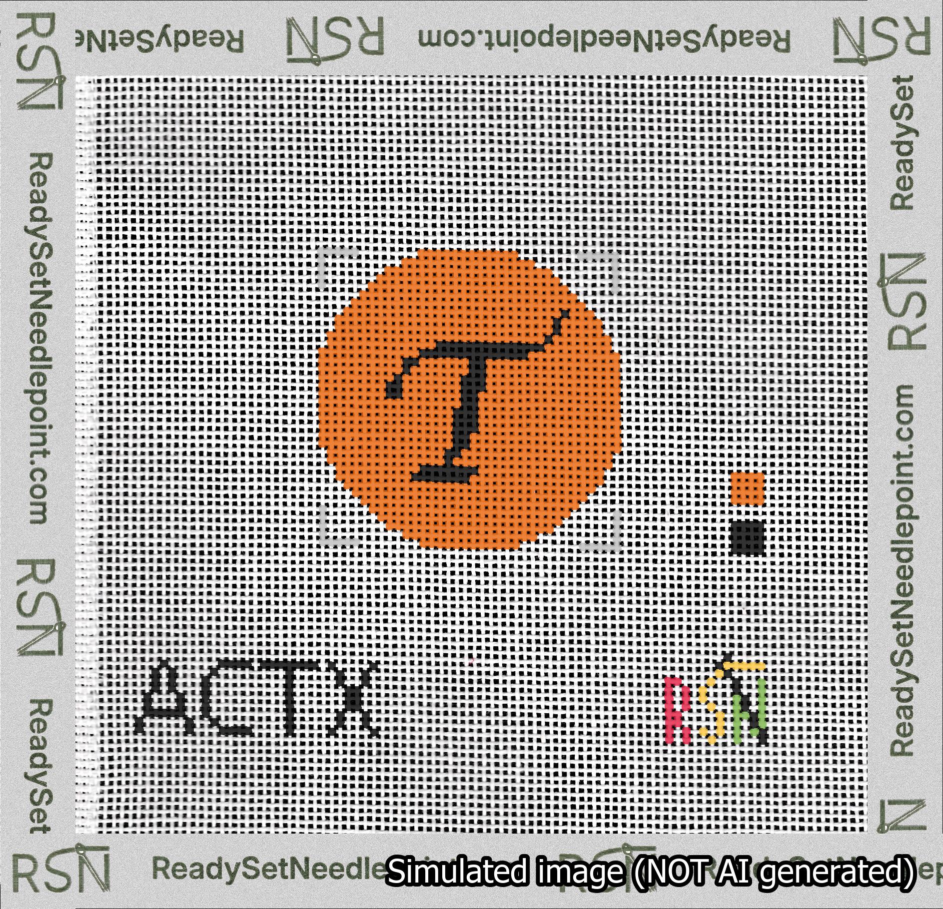 Circle Initial T Needlepoint Canvas Design