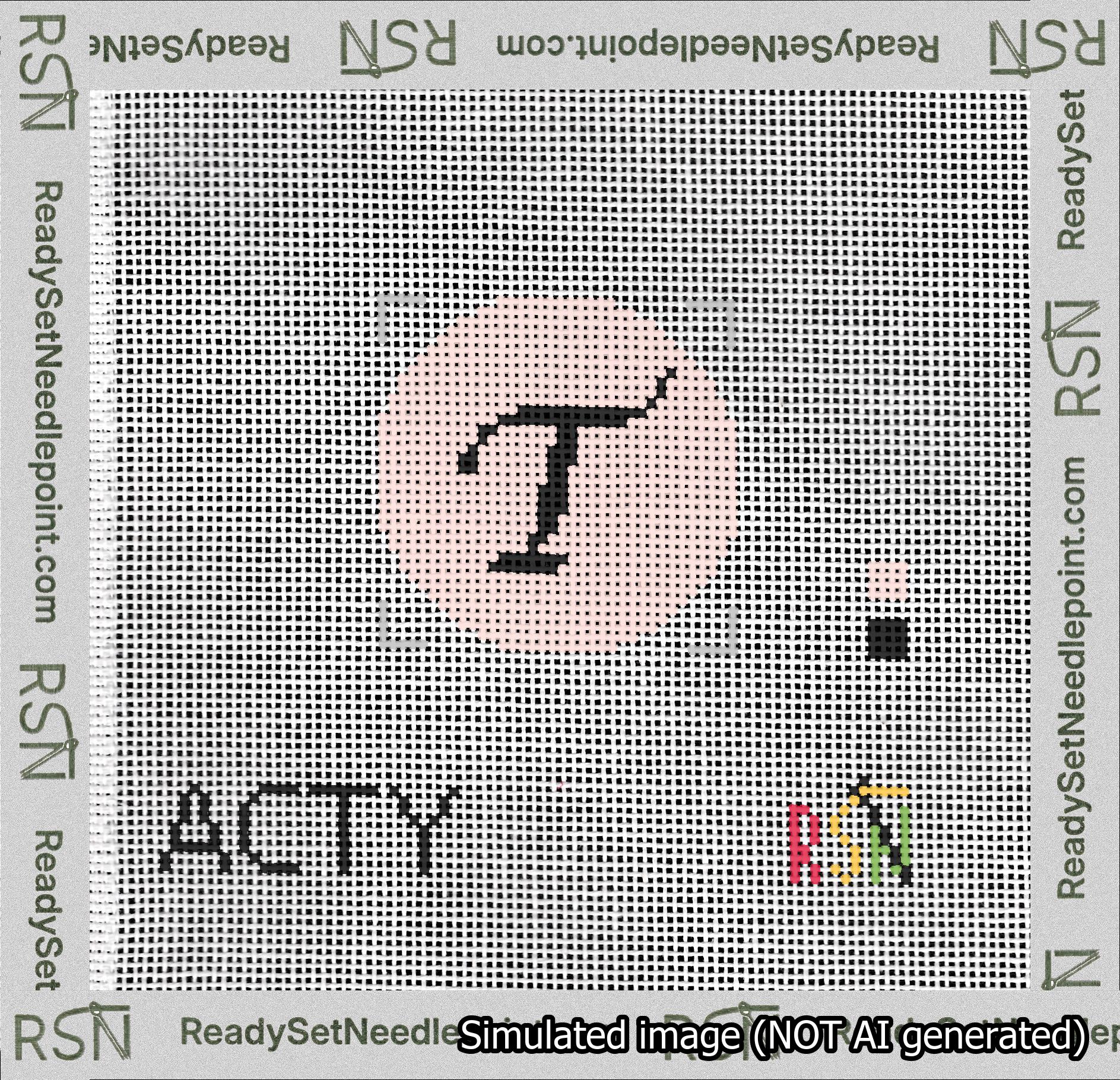 Circle Initial T Needlepoint Canvas Design