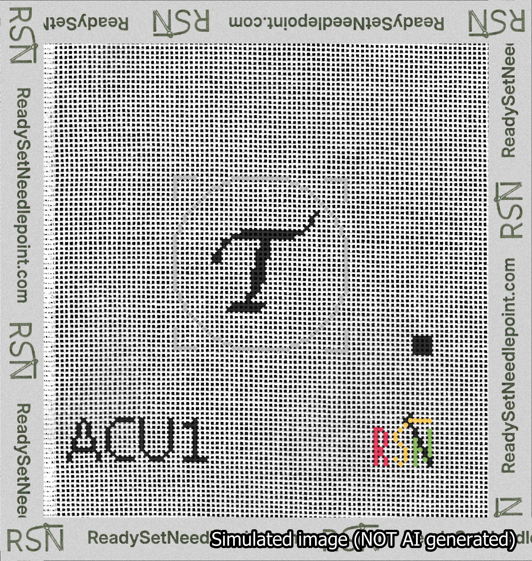 Circle Initial T Needlepoint Canvas Design