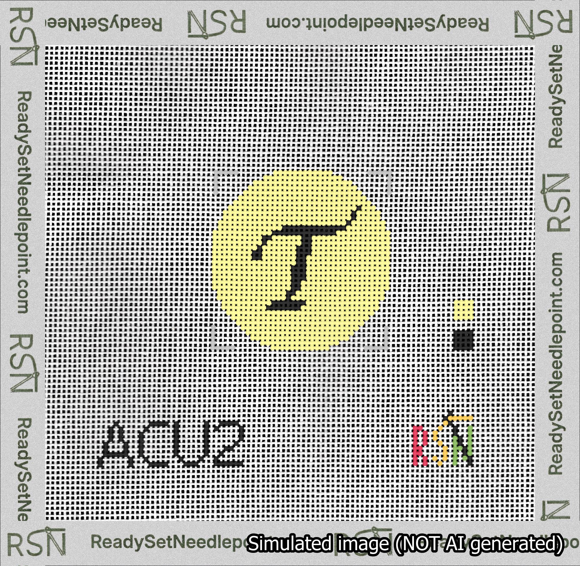 Circle Initial T Needlepoint Canvas Design