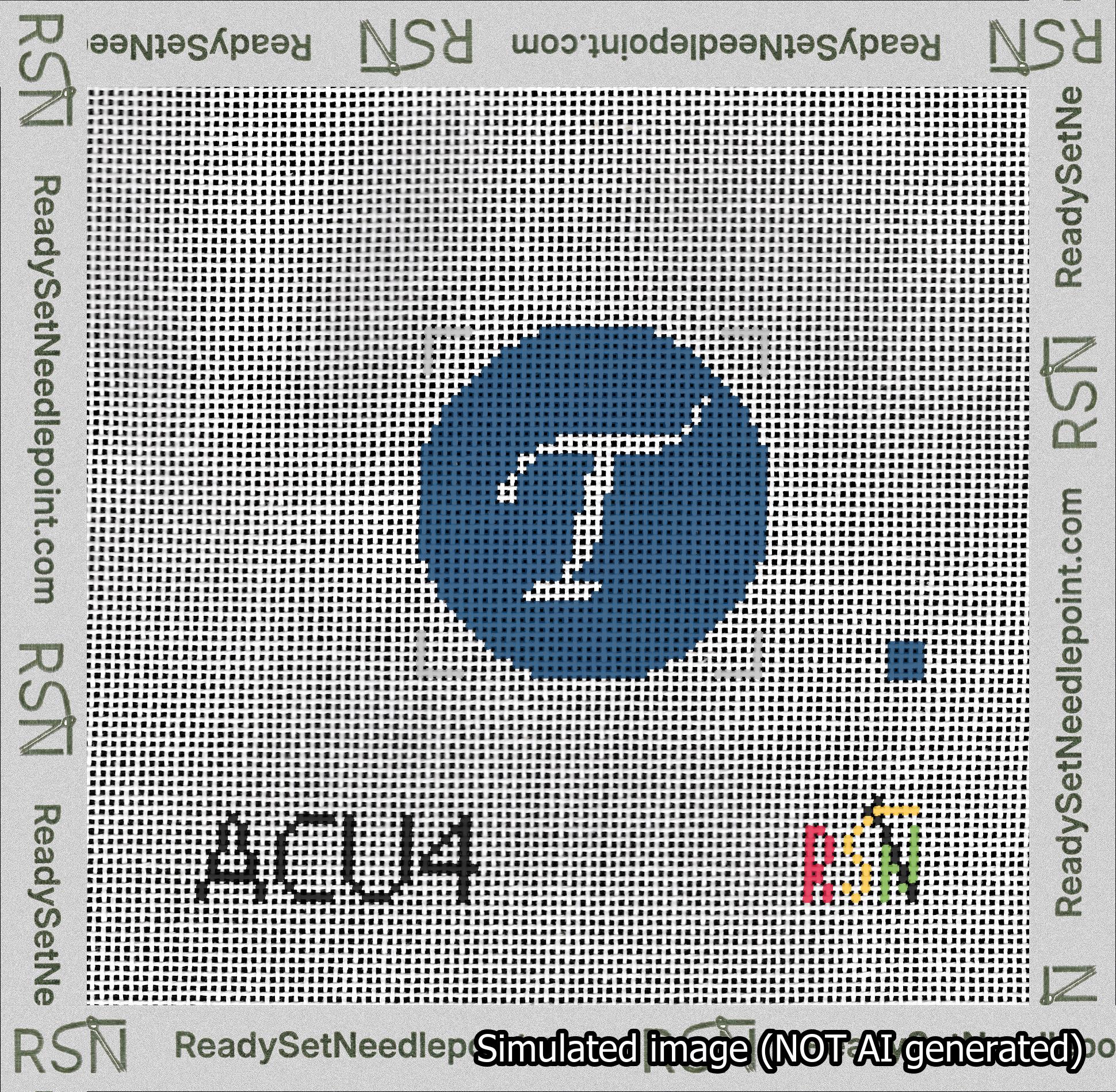 Circle Initial T Needlepoint Canvas Design