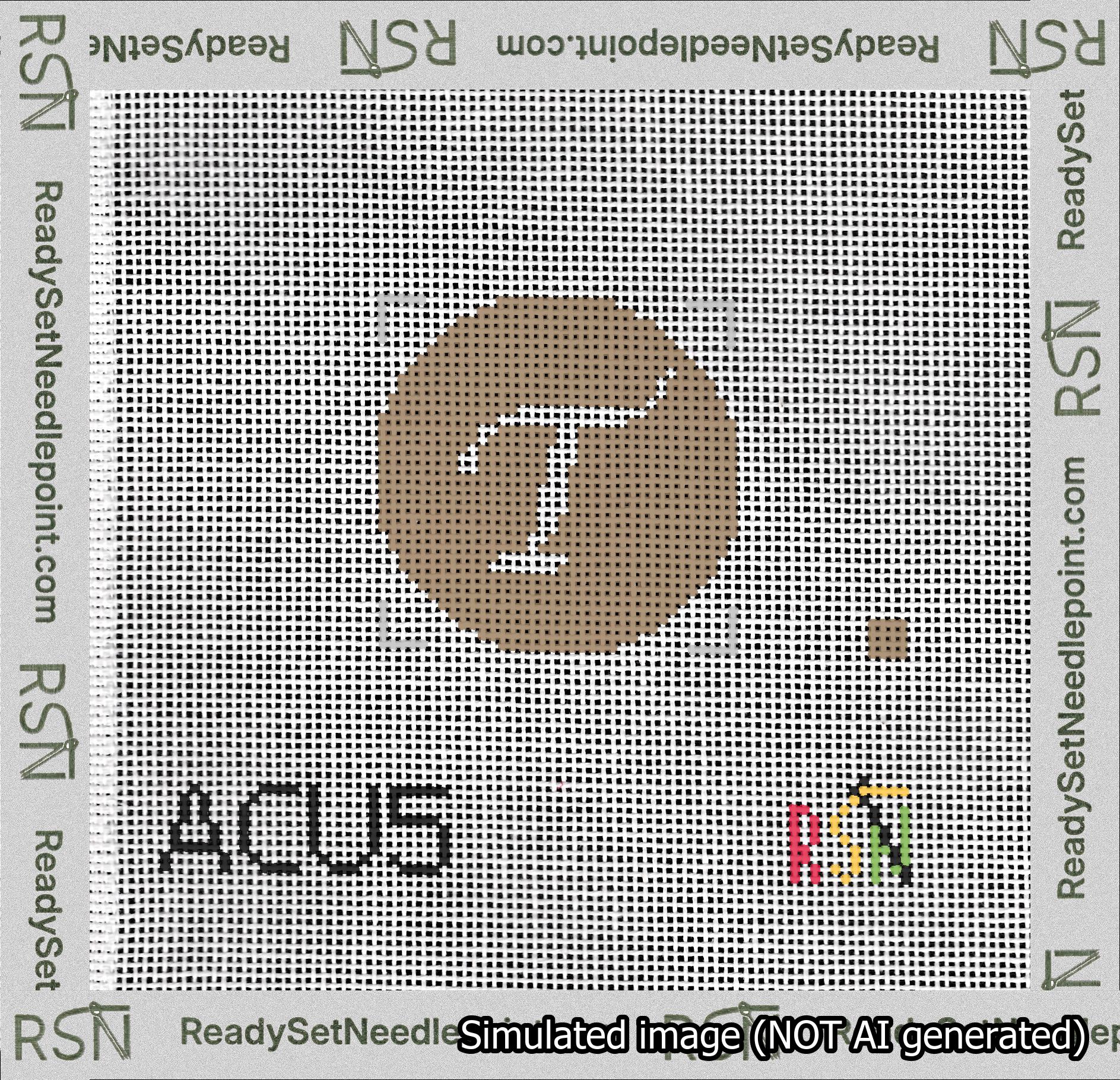 Circle Initial T Needlepoint Canvas Design