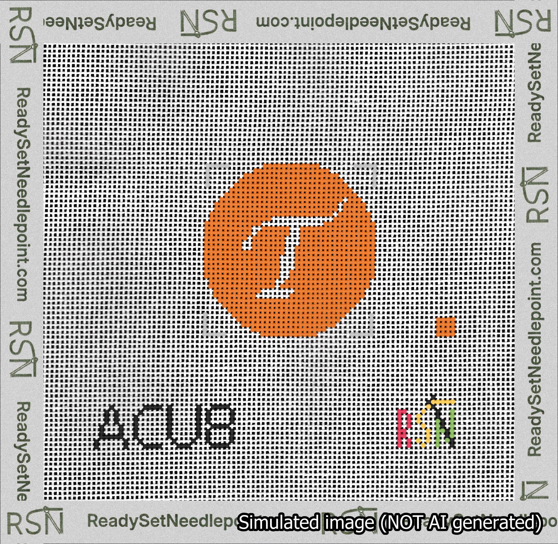 Circle Initial T Needlepoint Canvas Design