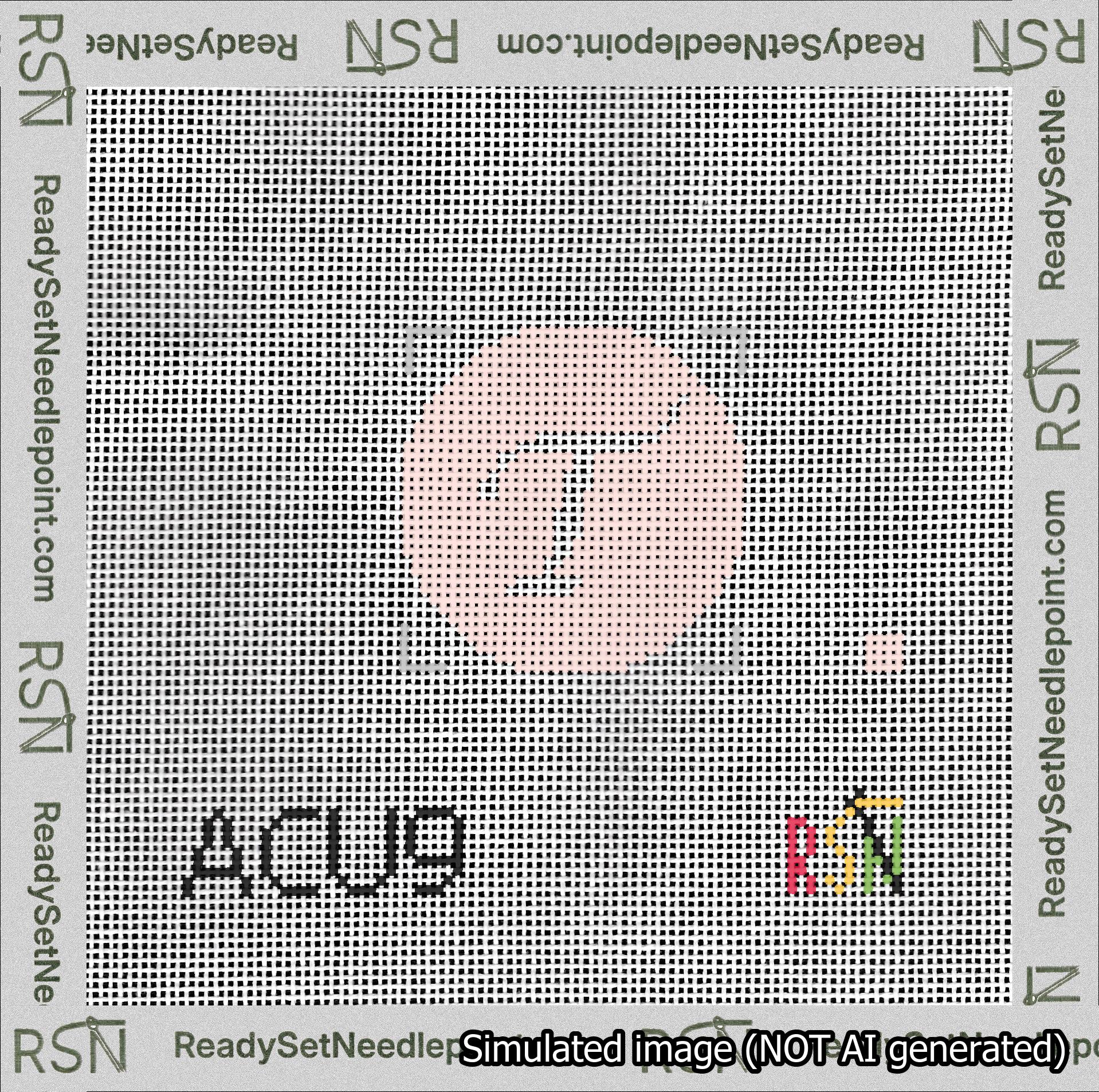 Circle Initial T Needlepoint Canvas Design