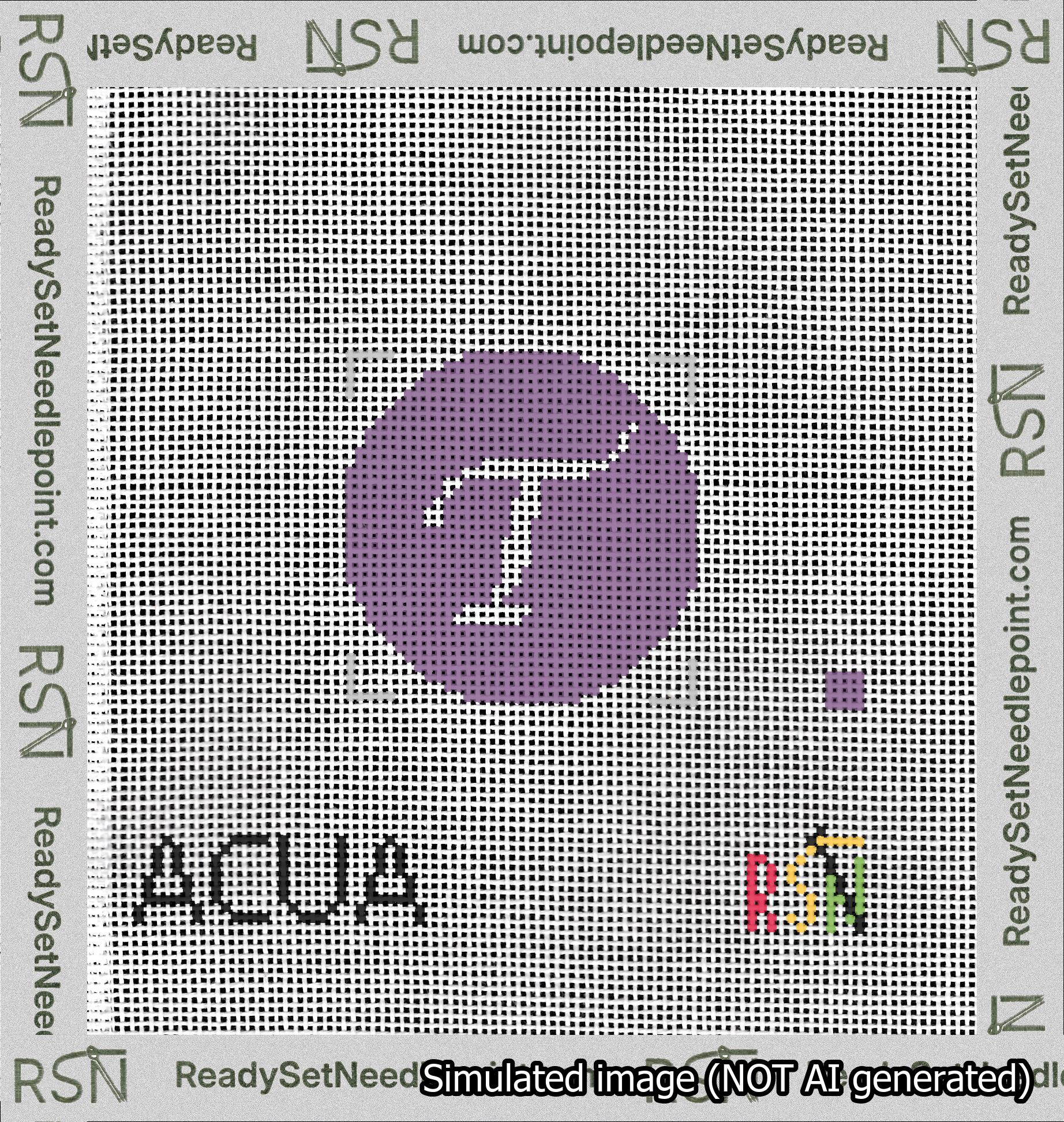 Circle Initial T Needlepoint Canvas Design