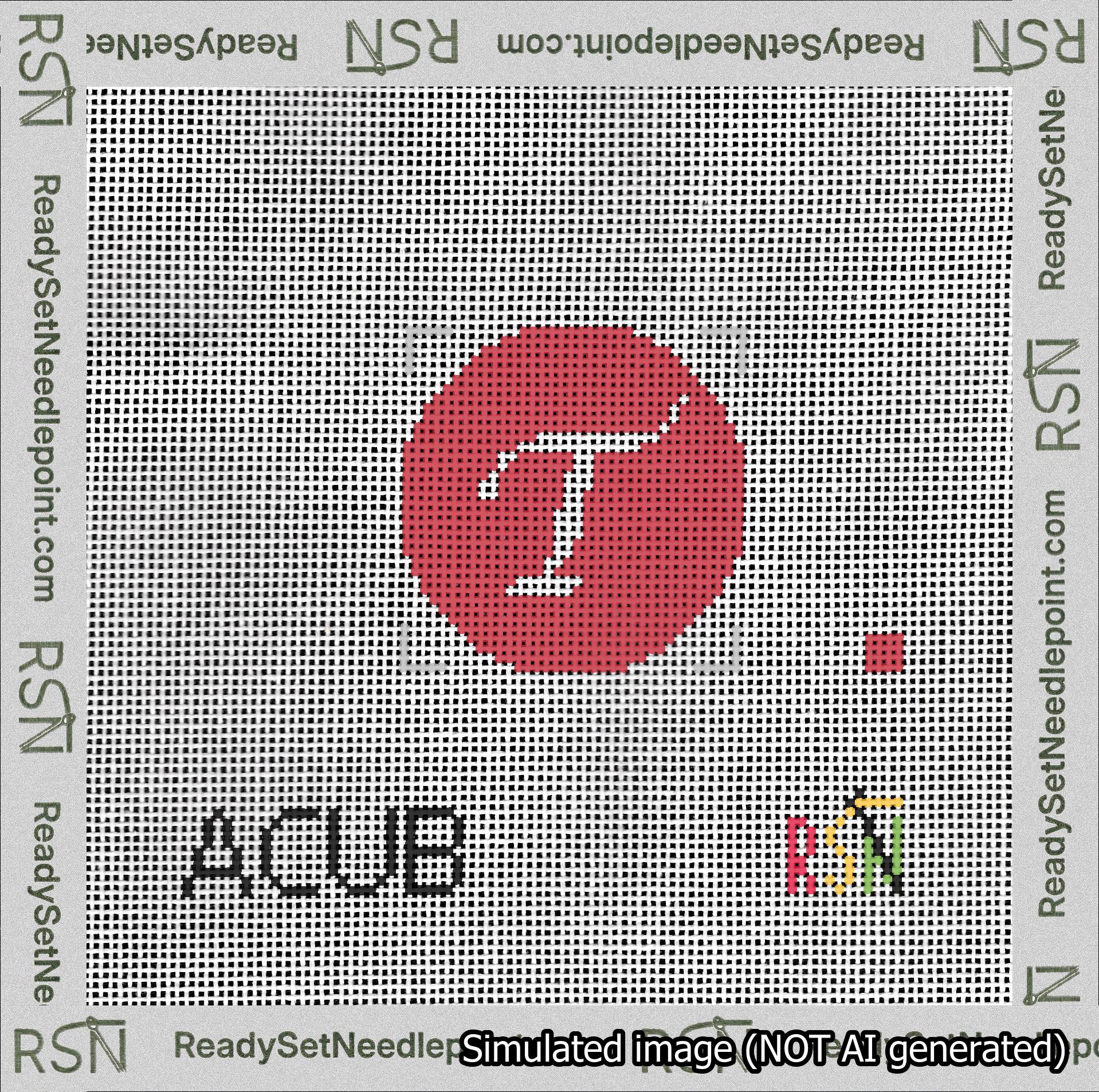Circle Initial T Needlepoint Canvas Design