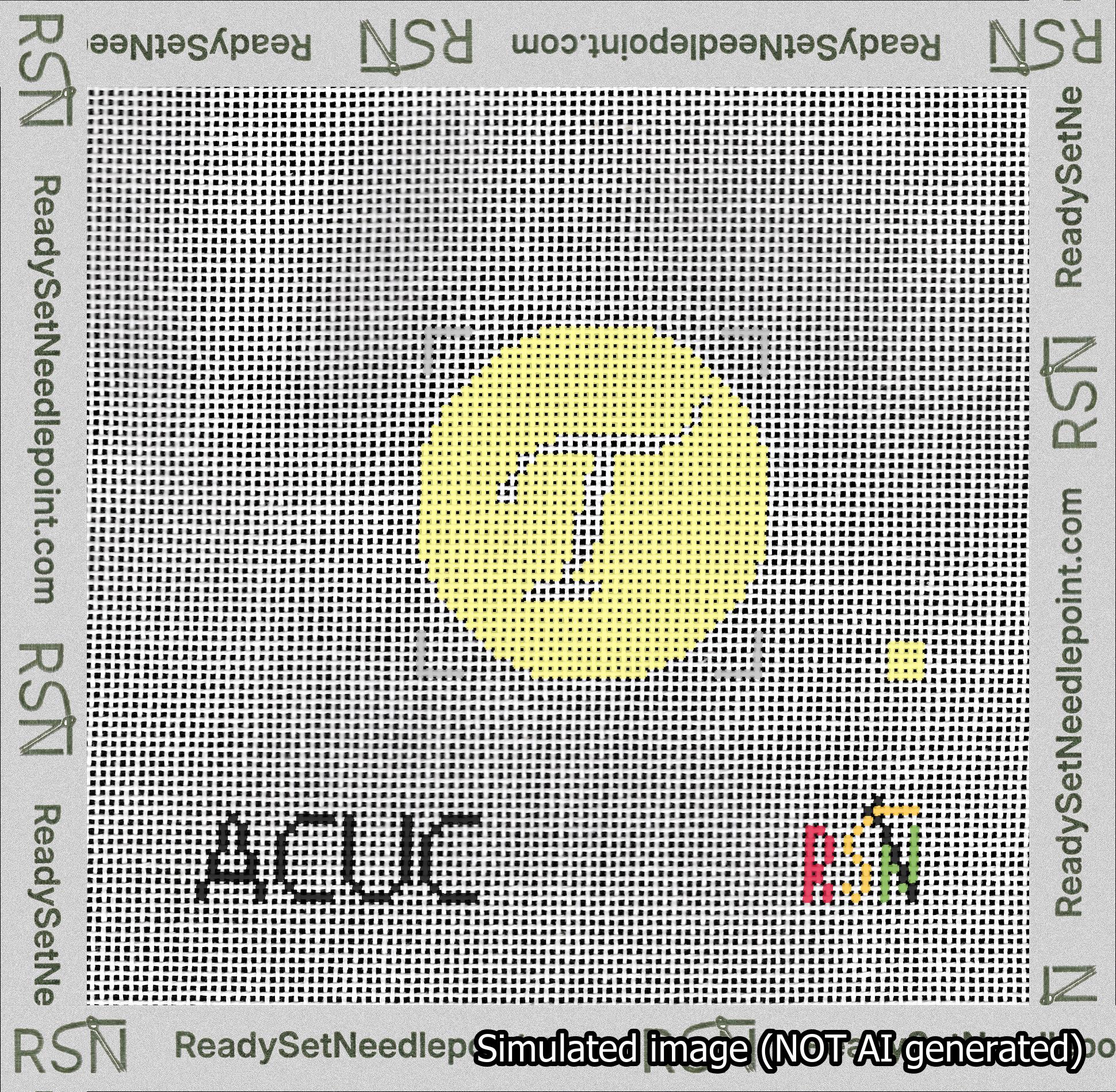 Circle Initial T Needlepoint Canvas Design
