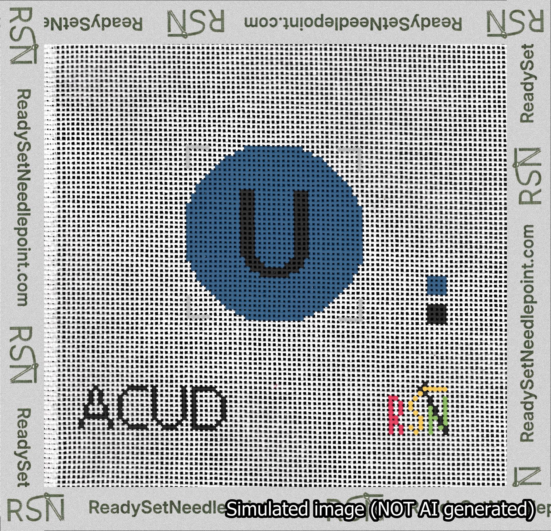 Circle Initial U Needlepoint Canvas Design