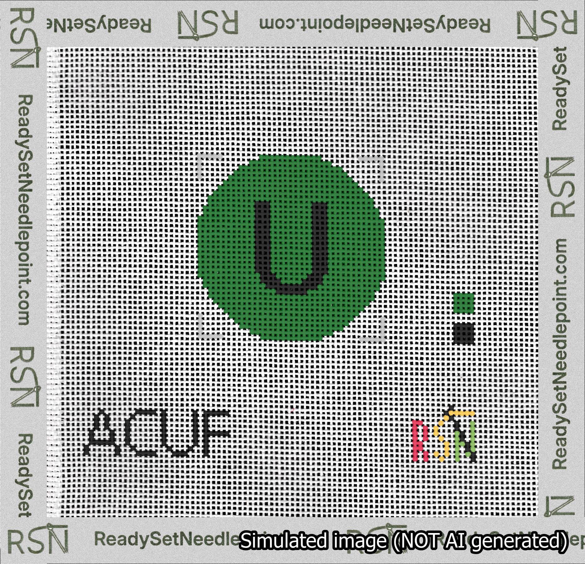 Circle Initial U Needlepoint Canvas Design