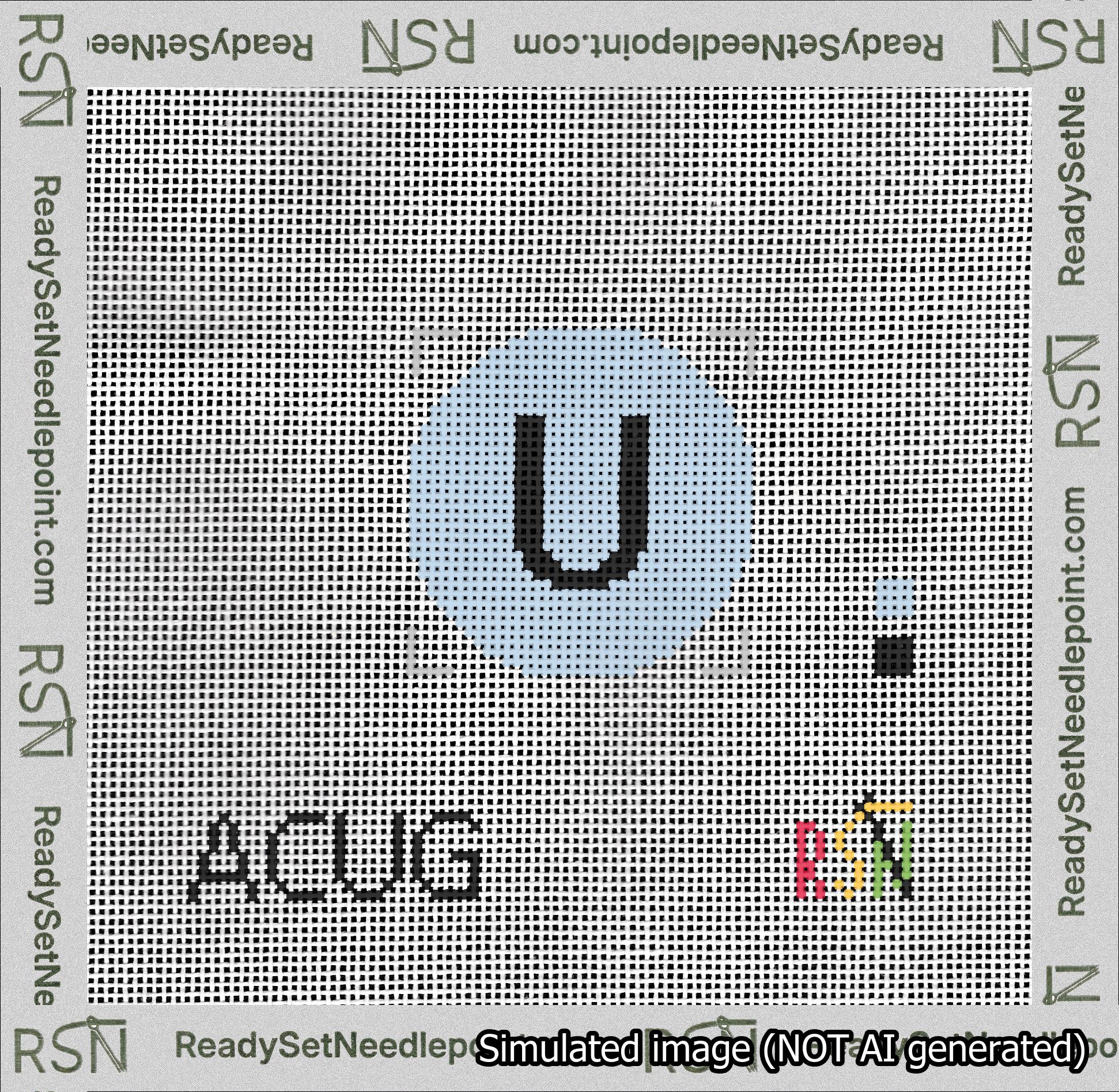 Circle Initial U Needlepoint Canvas Design