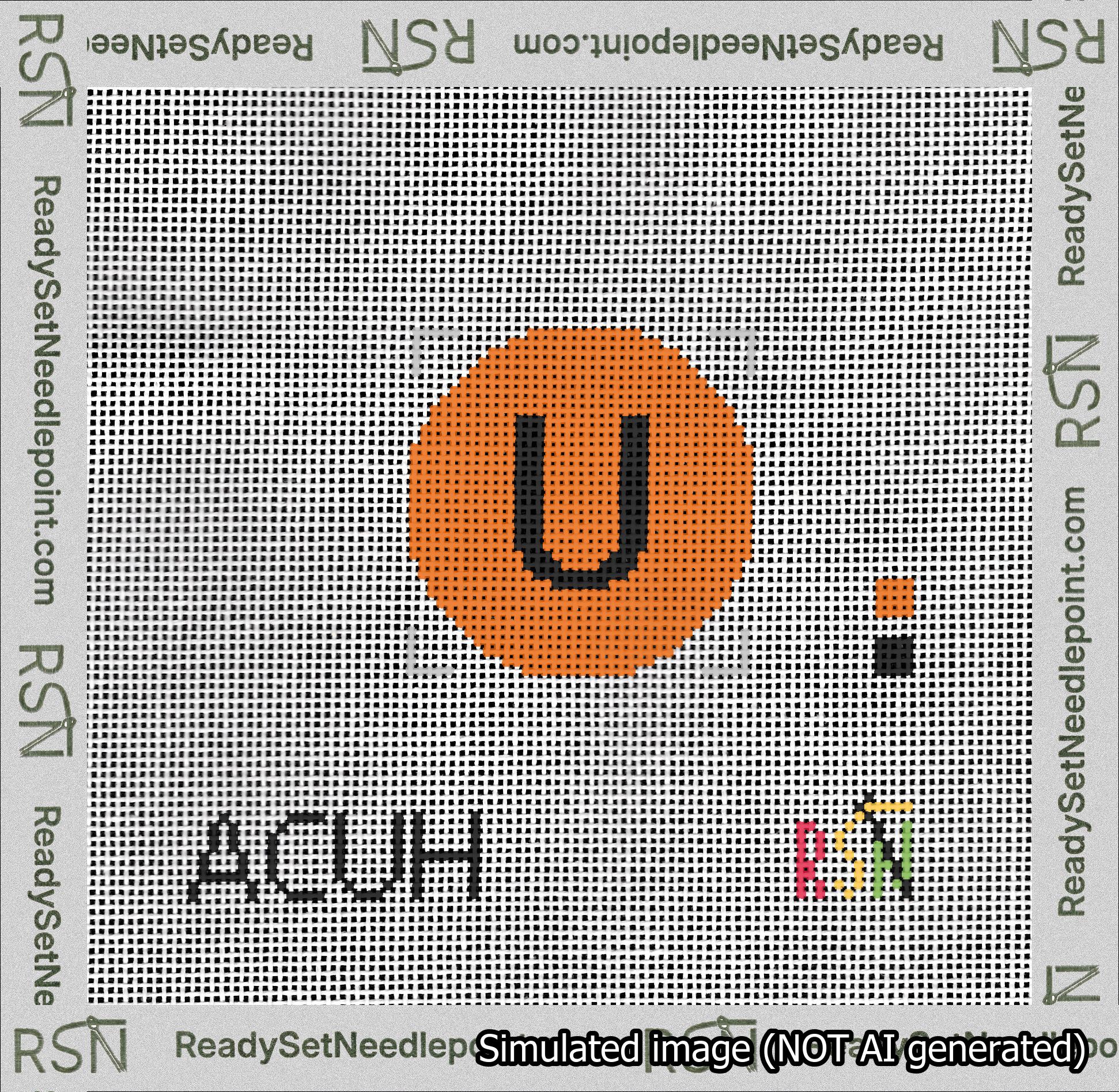 Circle Initial U Needlepoint Canvas Design