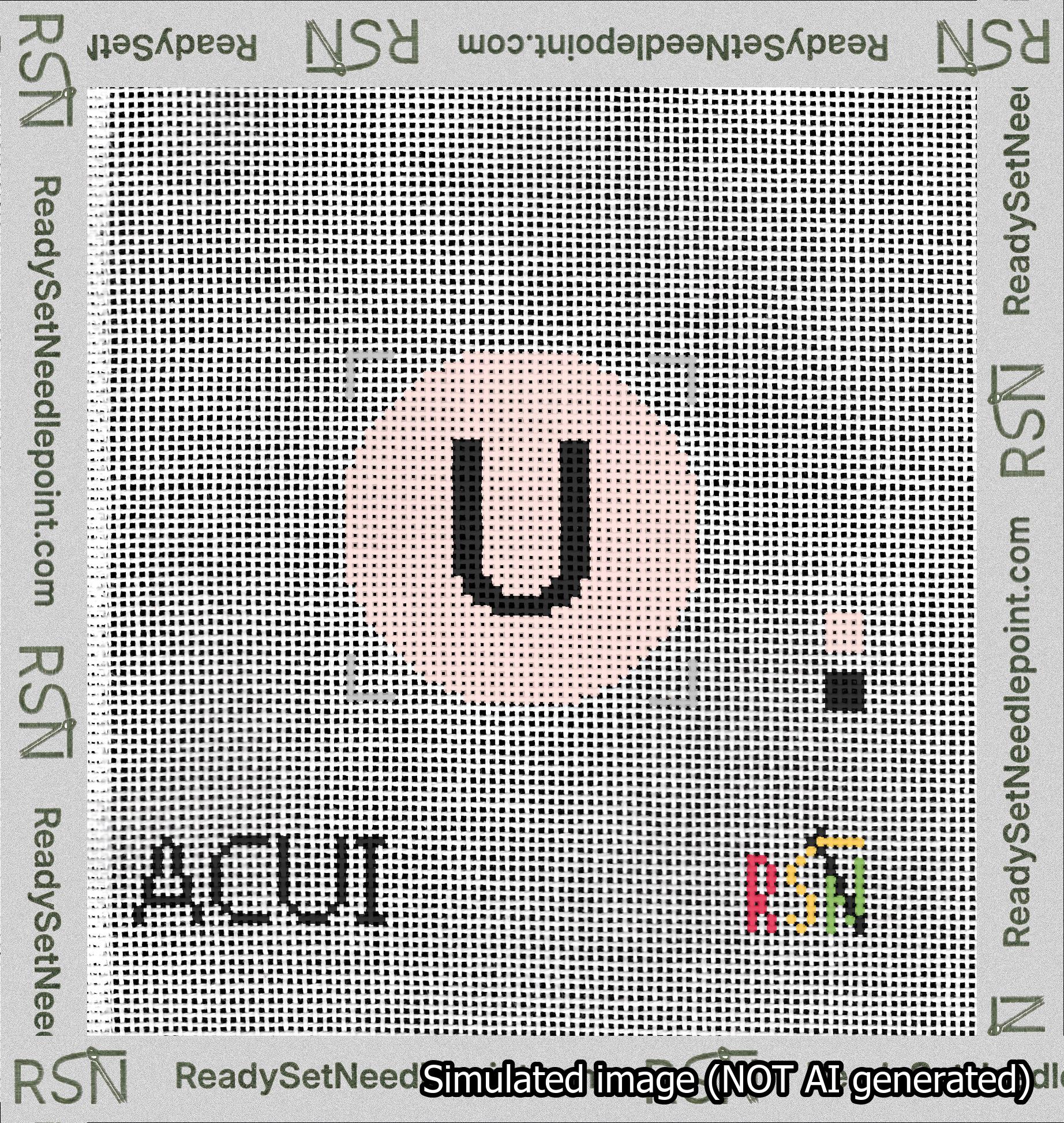 Circle Initial U Needlepoint Canvas Design