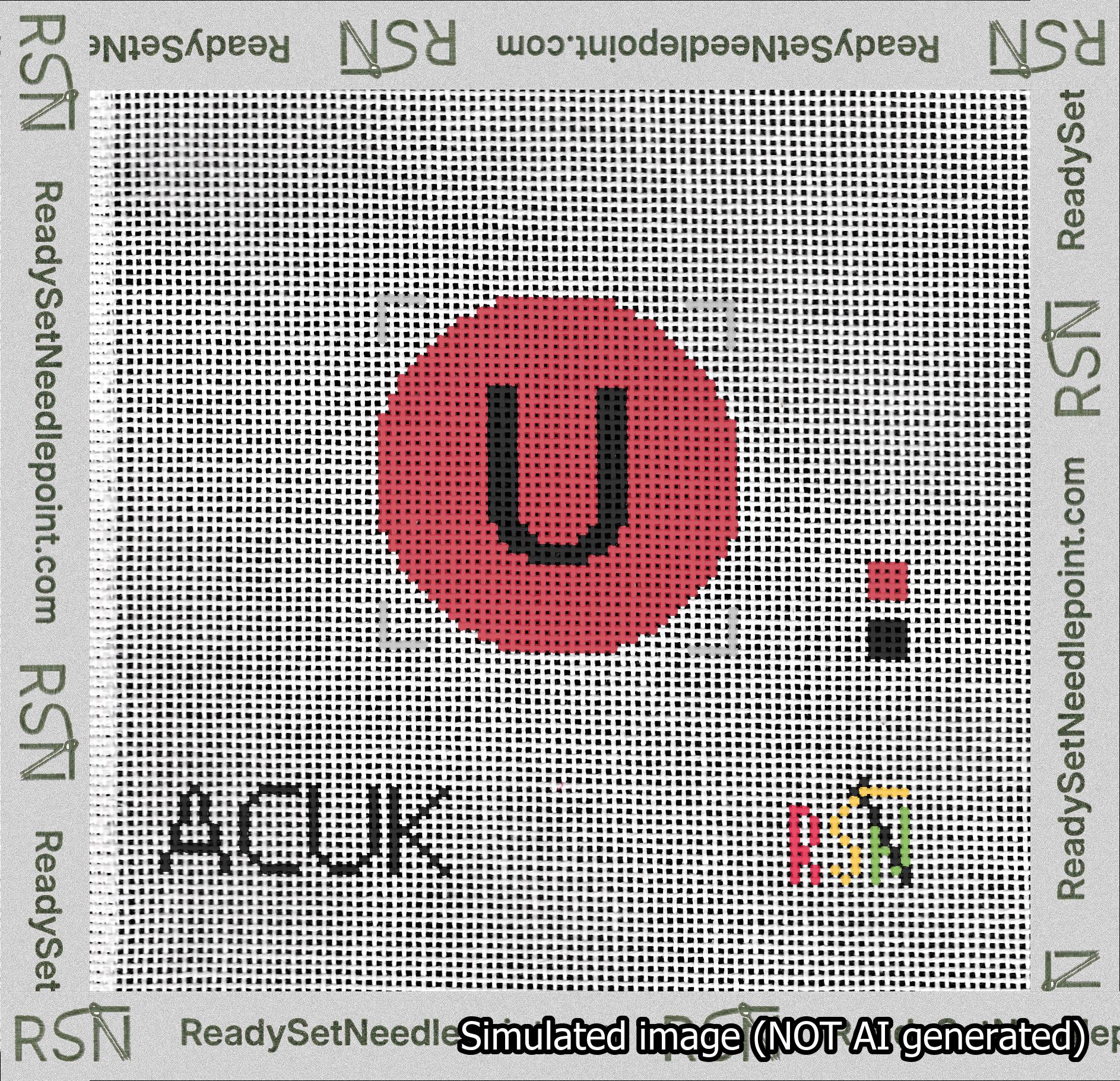 Circle Initial U Needlepoint Canvas Design