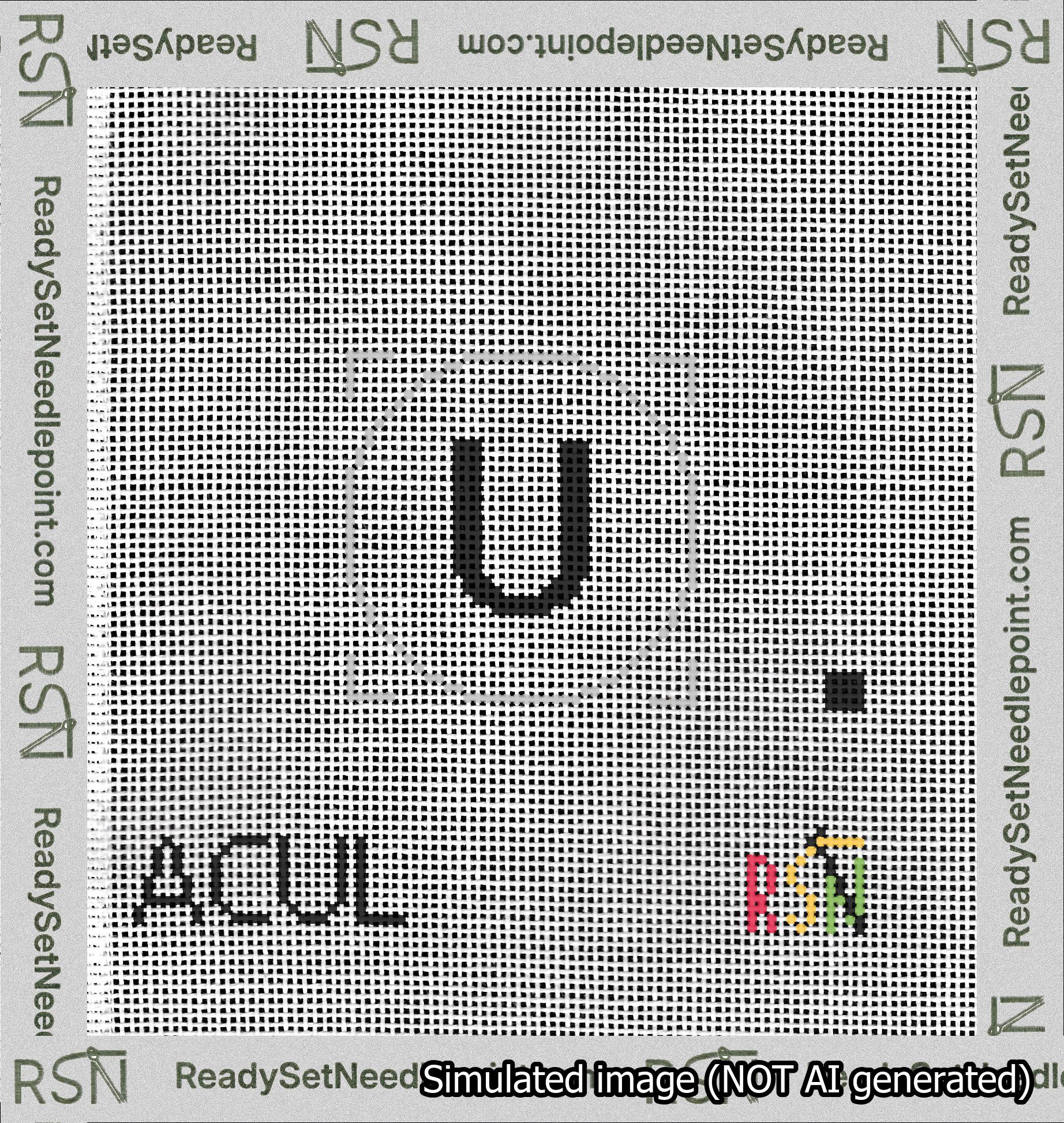 Circle Initial U Needlepoint Canvas Design