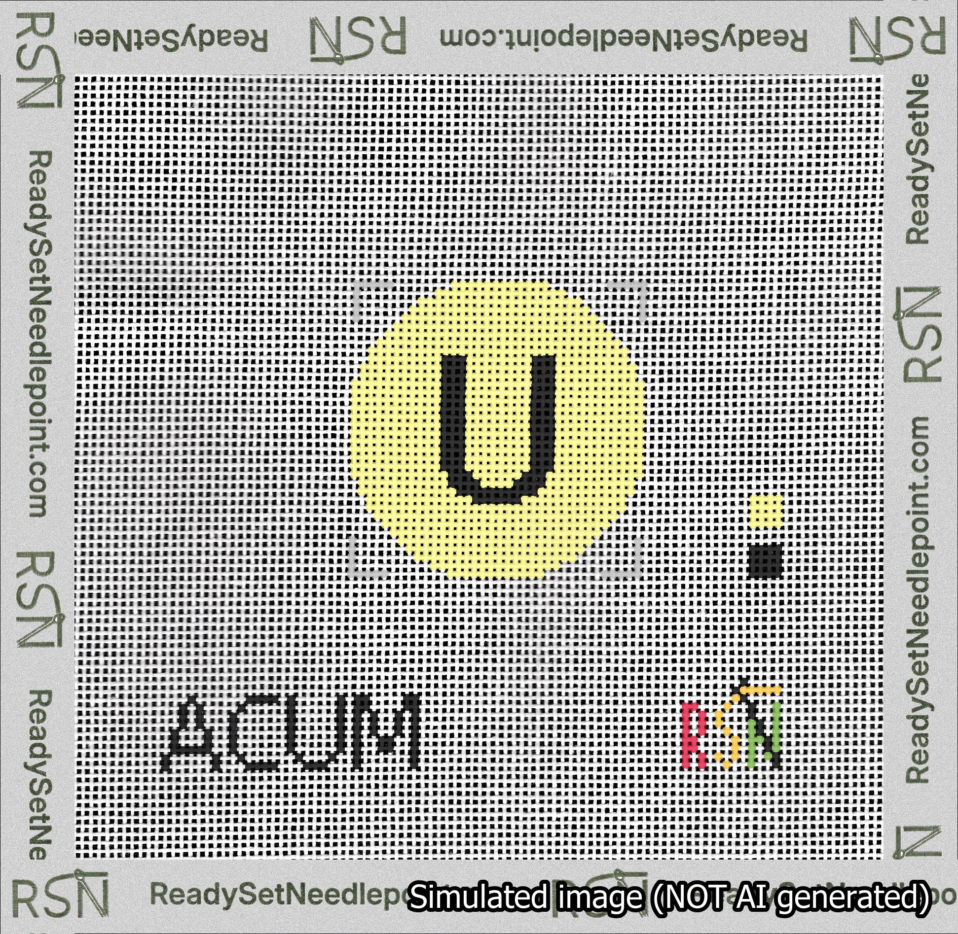 Circle Initial U Needlepoint Canvas Design