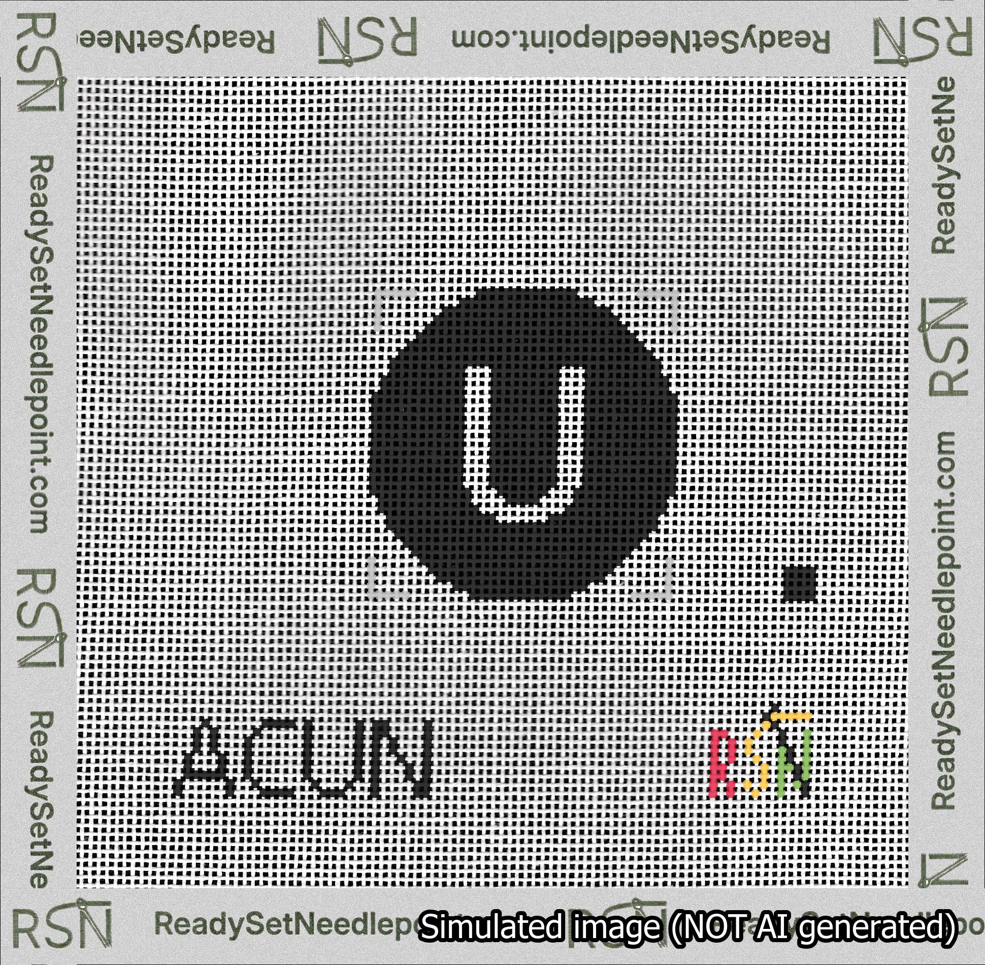 Circle Initial U Needlepoint Canvas Design