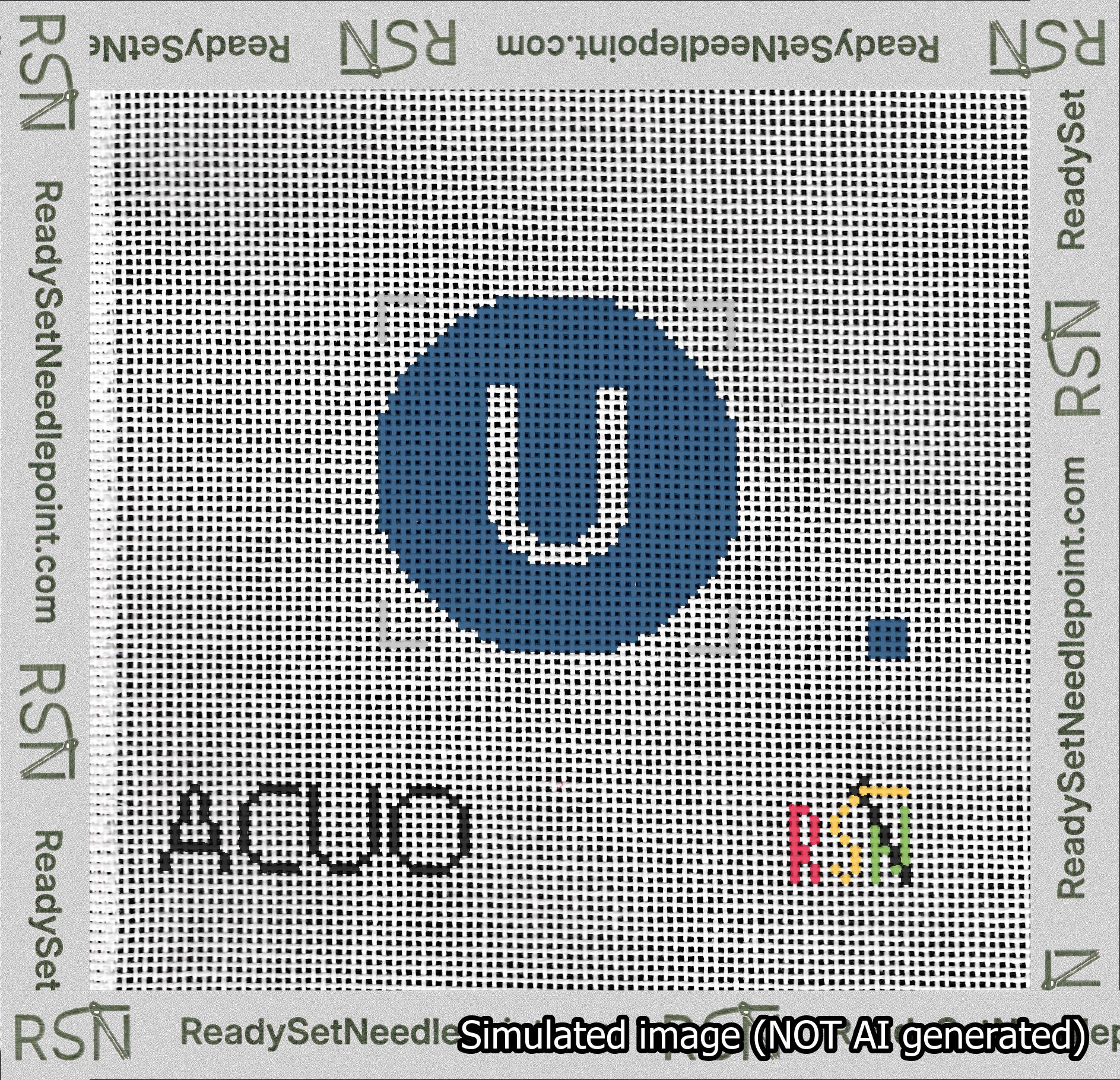 Circle Initial U Needlepoint Canvas Design