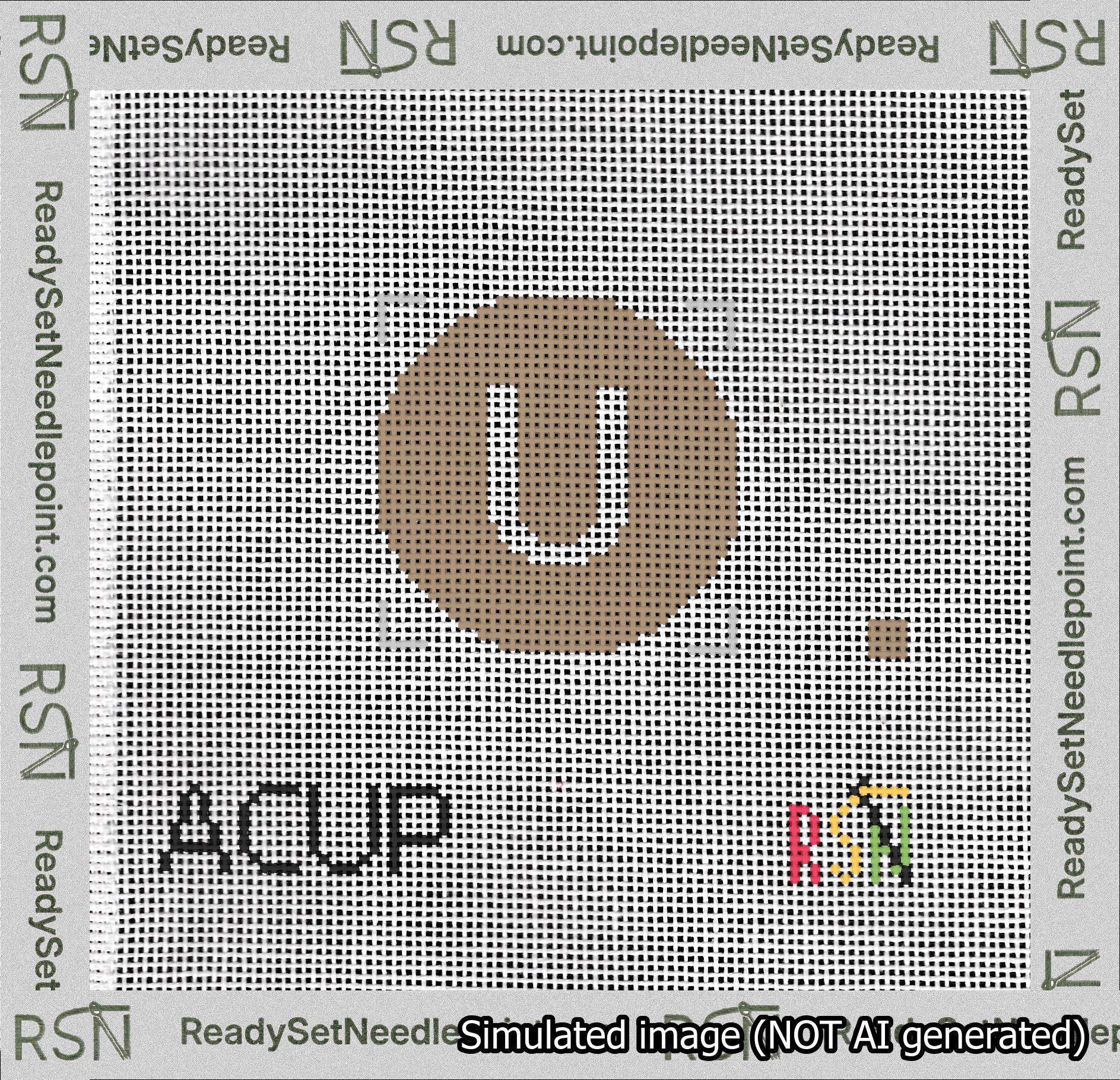 Circle Initial U Needlepoint Canvas Design