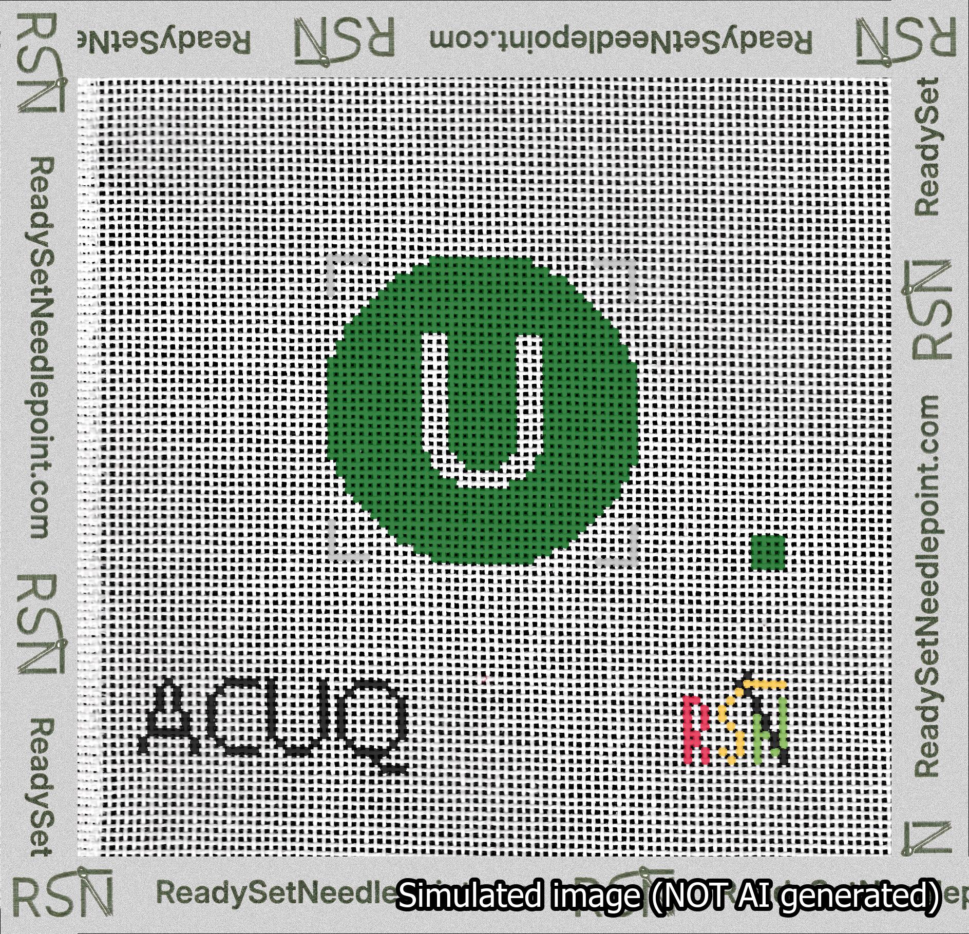 Circle Initial U Needlepoint Canvas Design