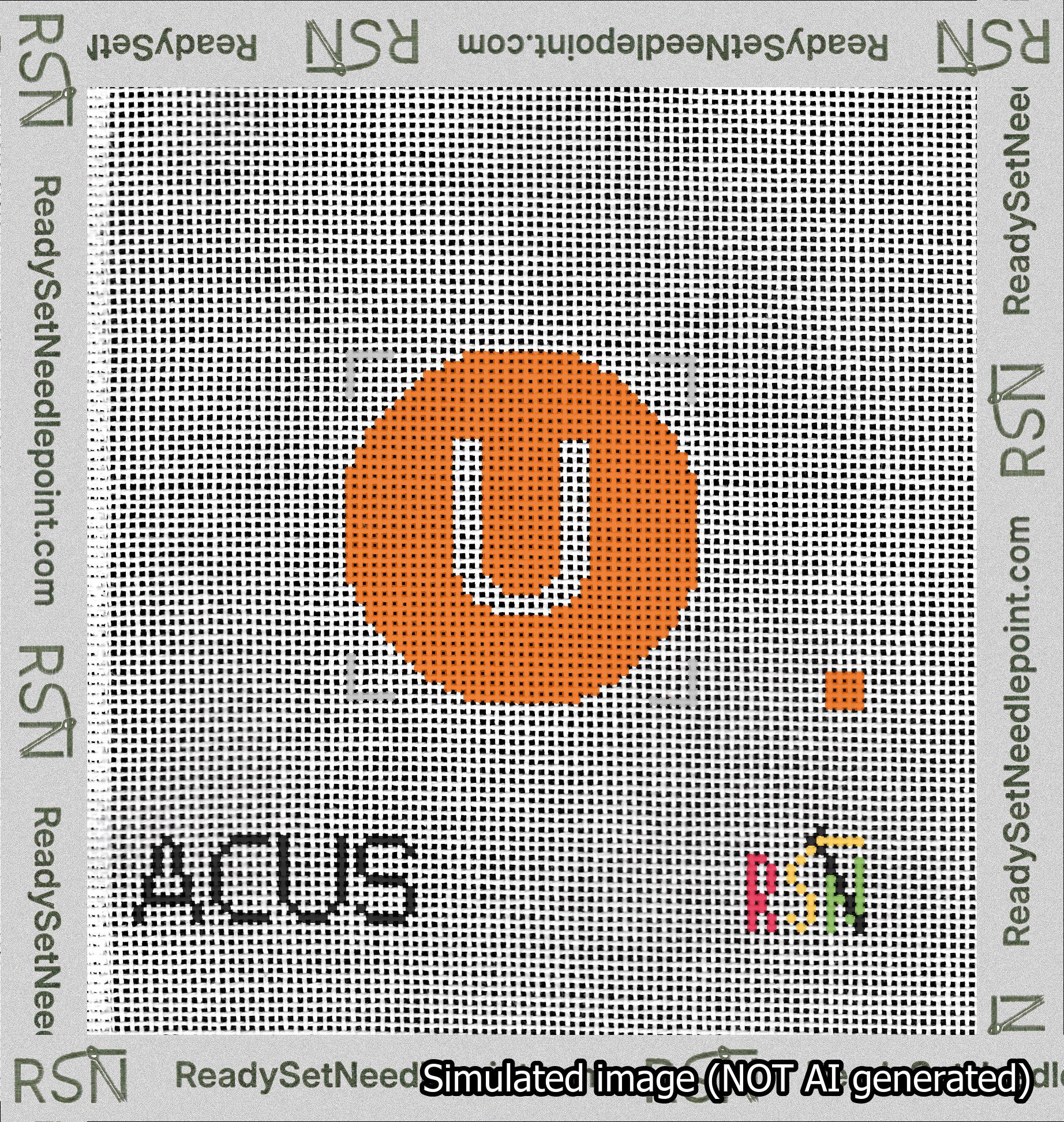 Circle Initial U Needlepoint Canvas Design