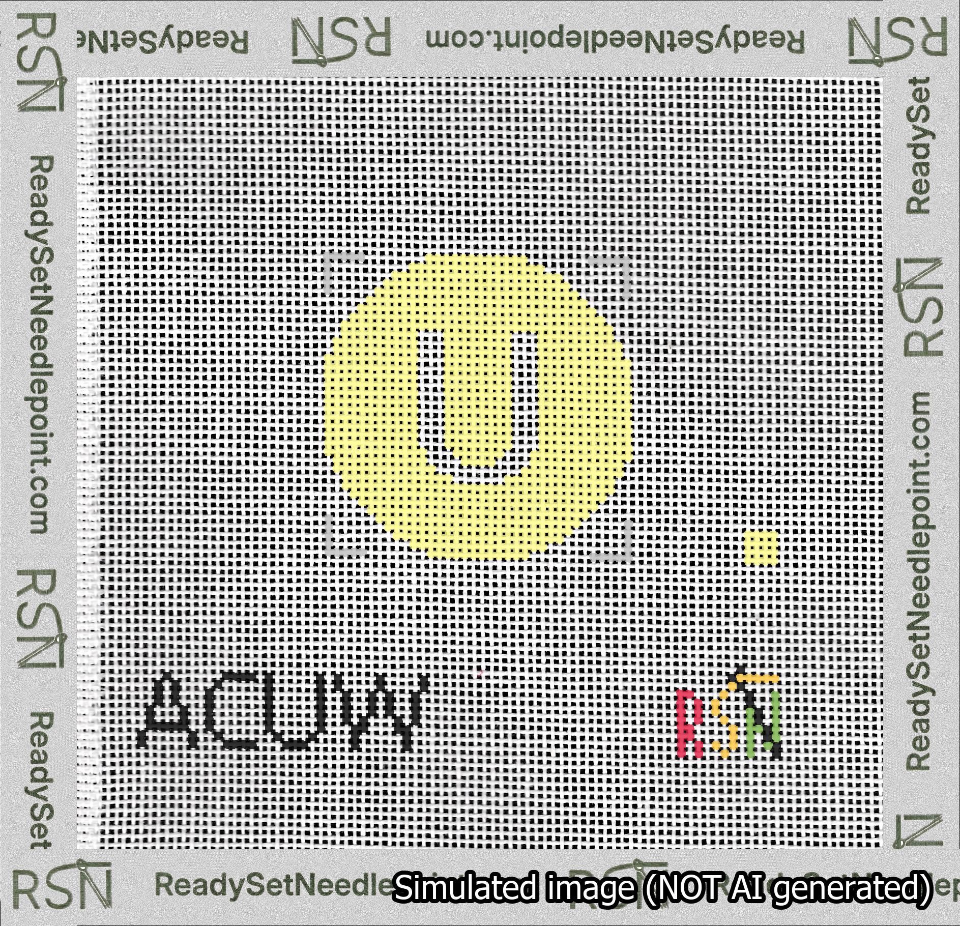 Circle Initial U Needlepoint Canvas Design