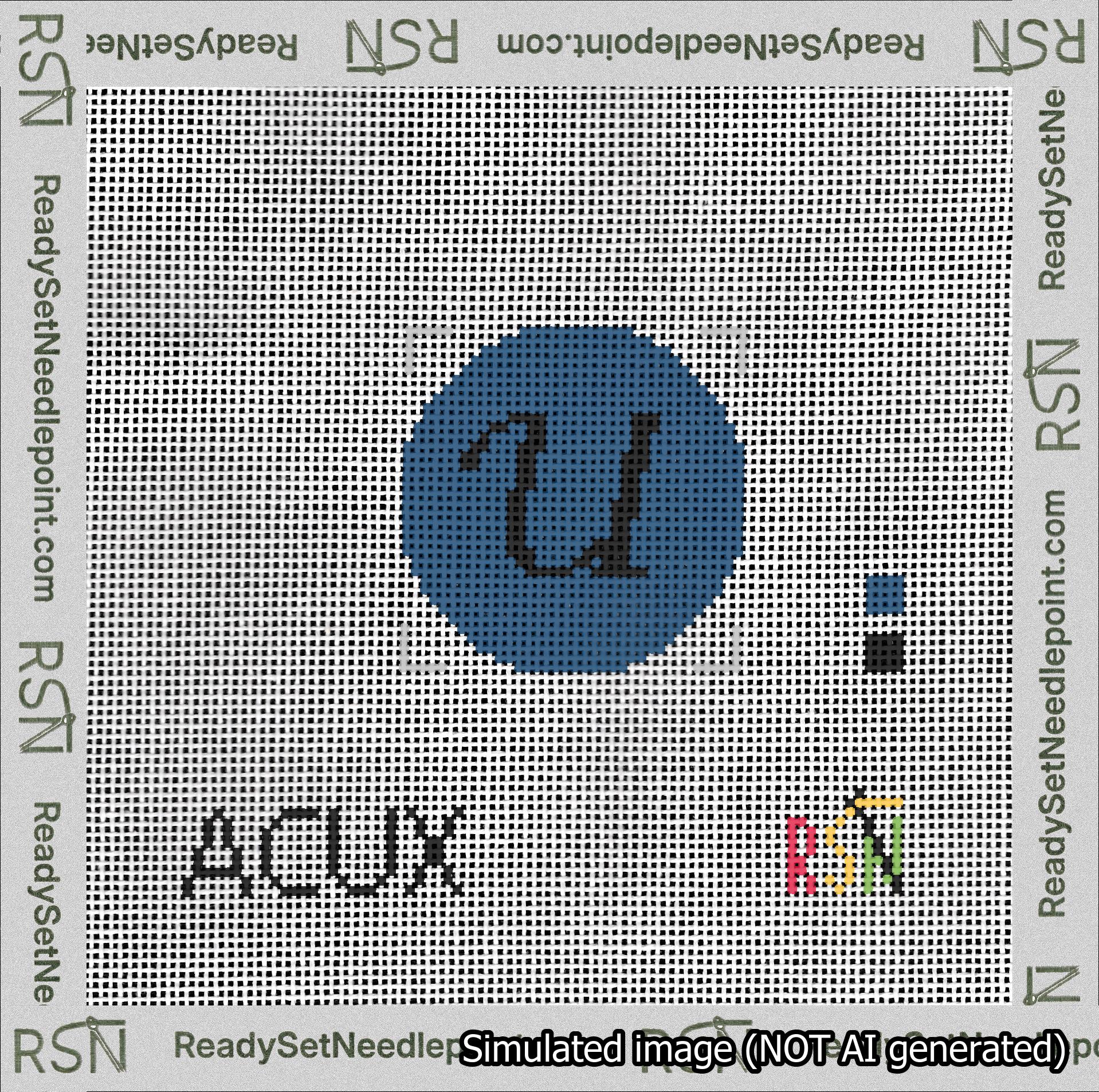 Circle Initial U Needlepoint Canvas Design