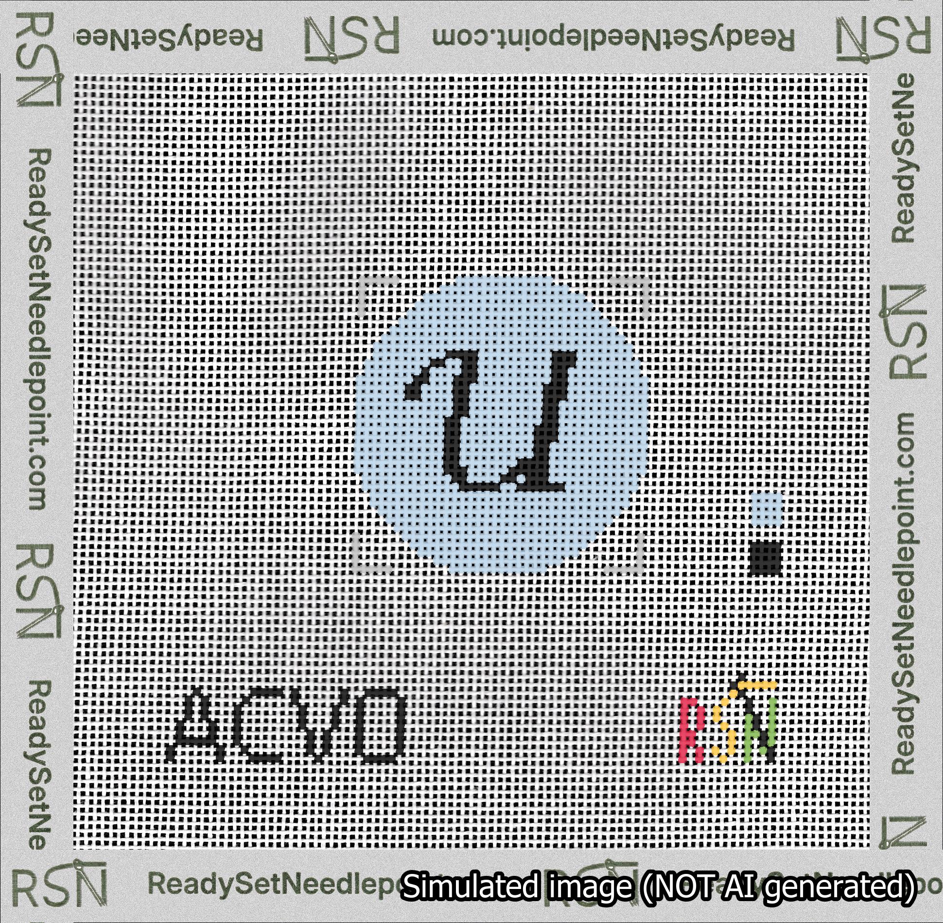 Circle Initial U Needlepoint Canvas Design