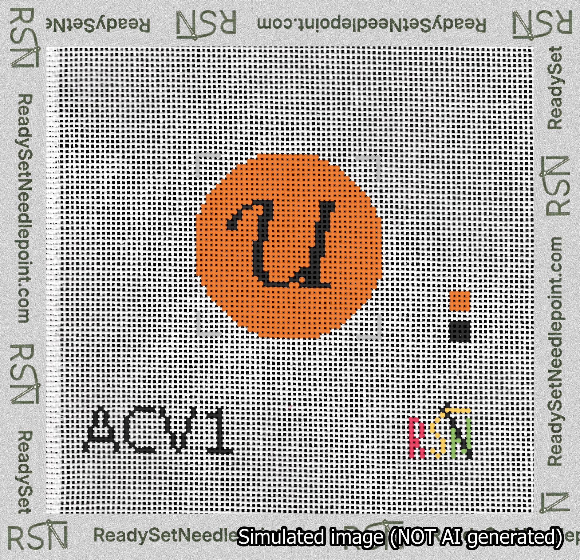 Circle Initial U Needlepoint Canvas Design