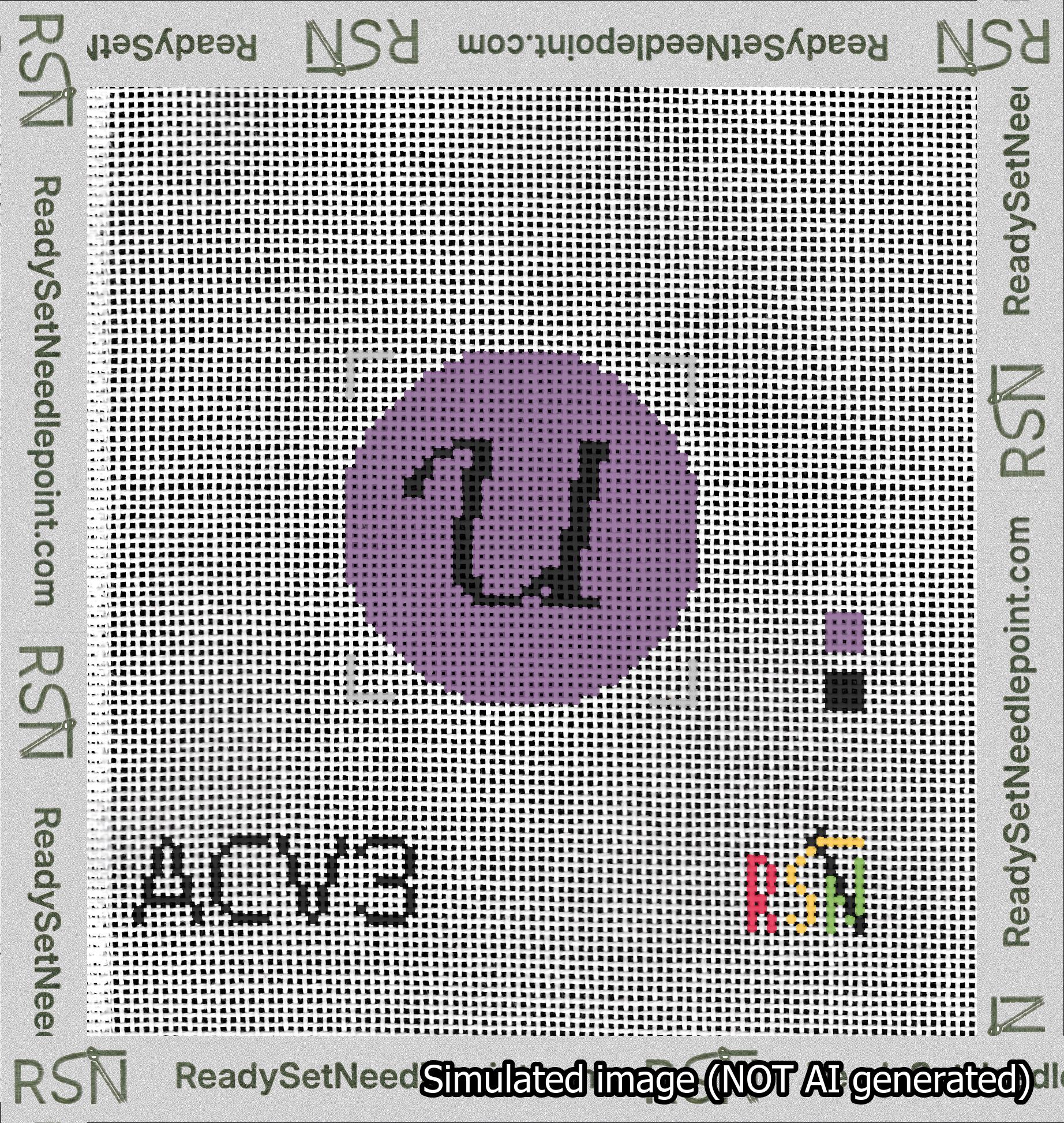 Circle Initial U Needlepoint Canvas Design