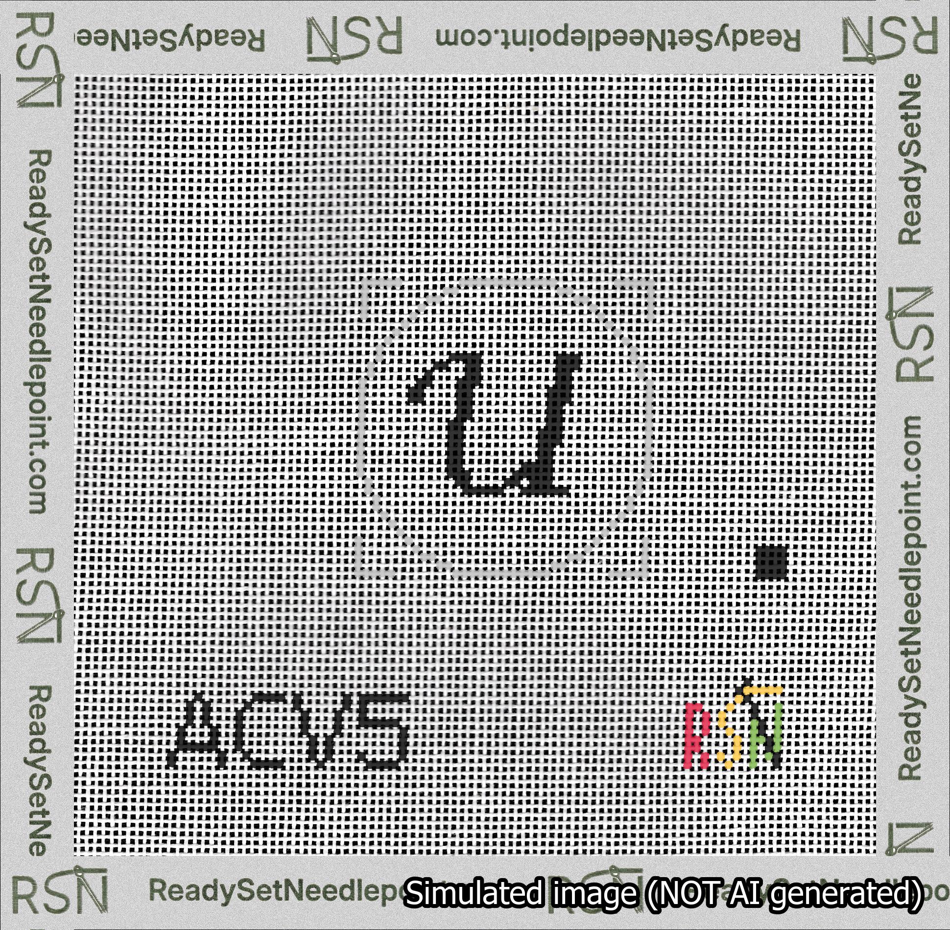 Circle Initial U Needlepoint Canvas Design