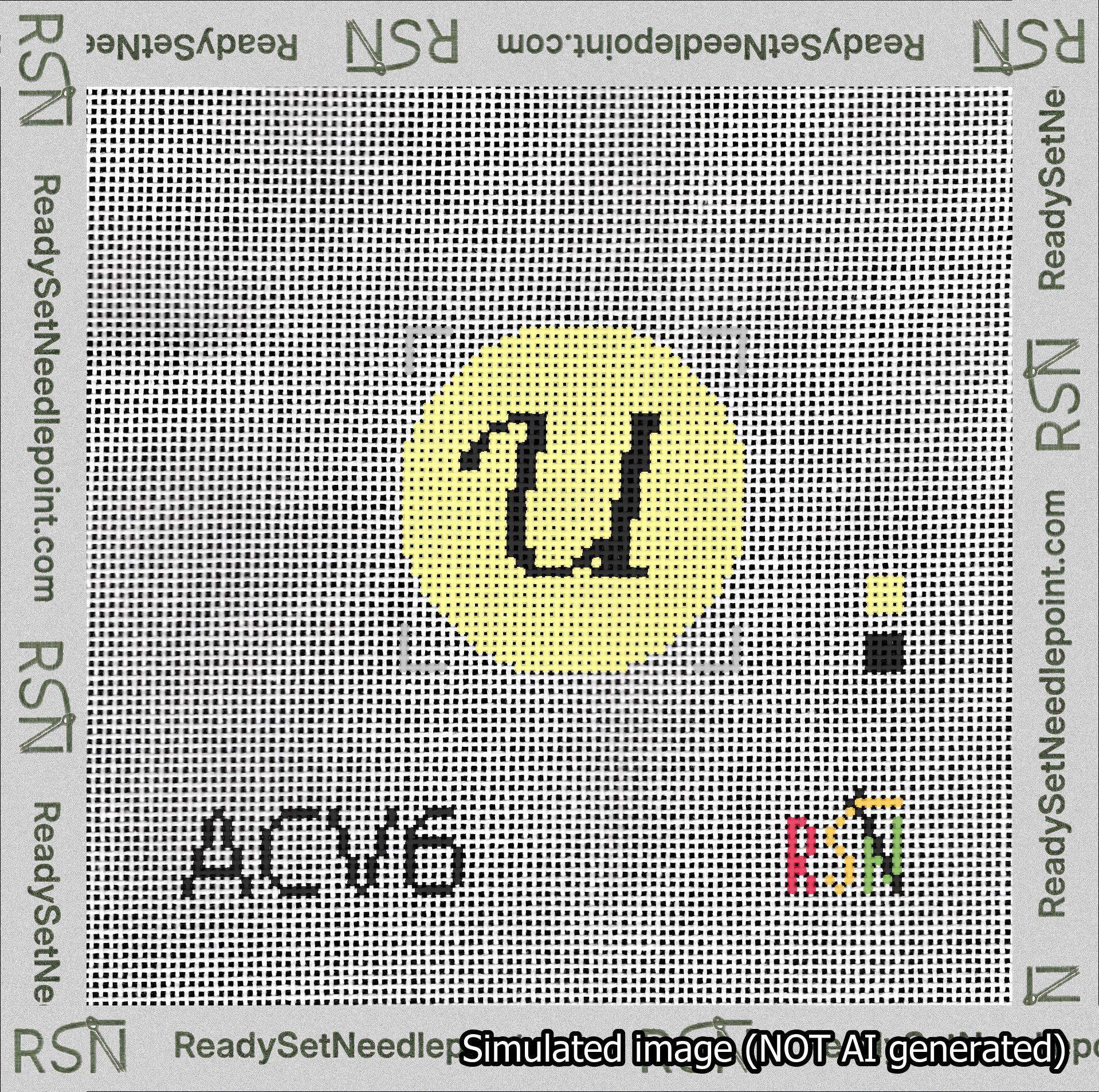 Circle Initial U Needlepoint Canvas Design